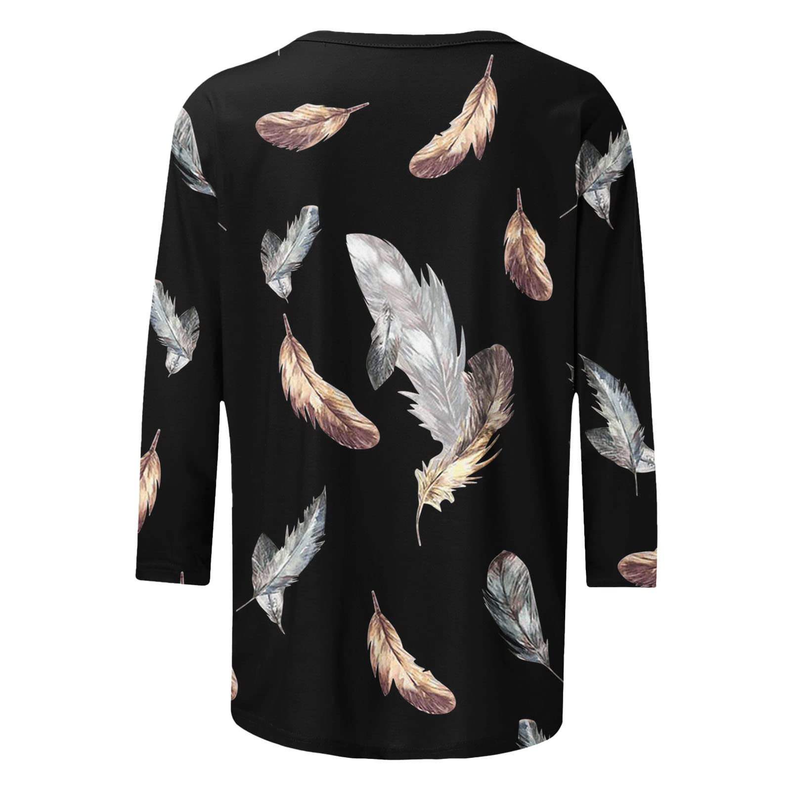 Feather Print Tunic Shirts for Women - Loose Comfy Fall Blouse for Work & Outings