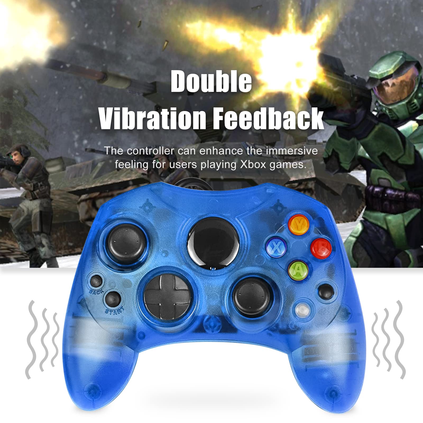 Original Xbox Replacement Controllers - S-Type & Classic Compatible (2-Pack, Sapphire Blue & Ruby Red) for Gaming & Retro Console Enthusiasts