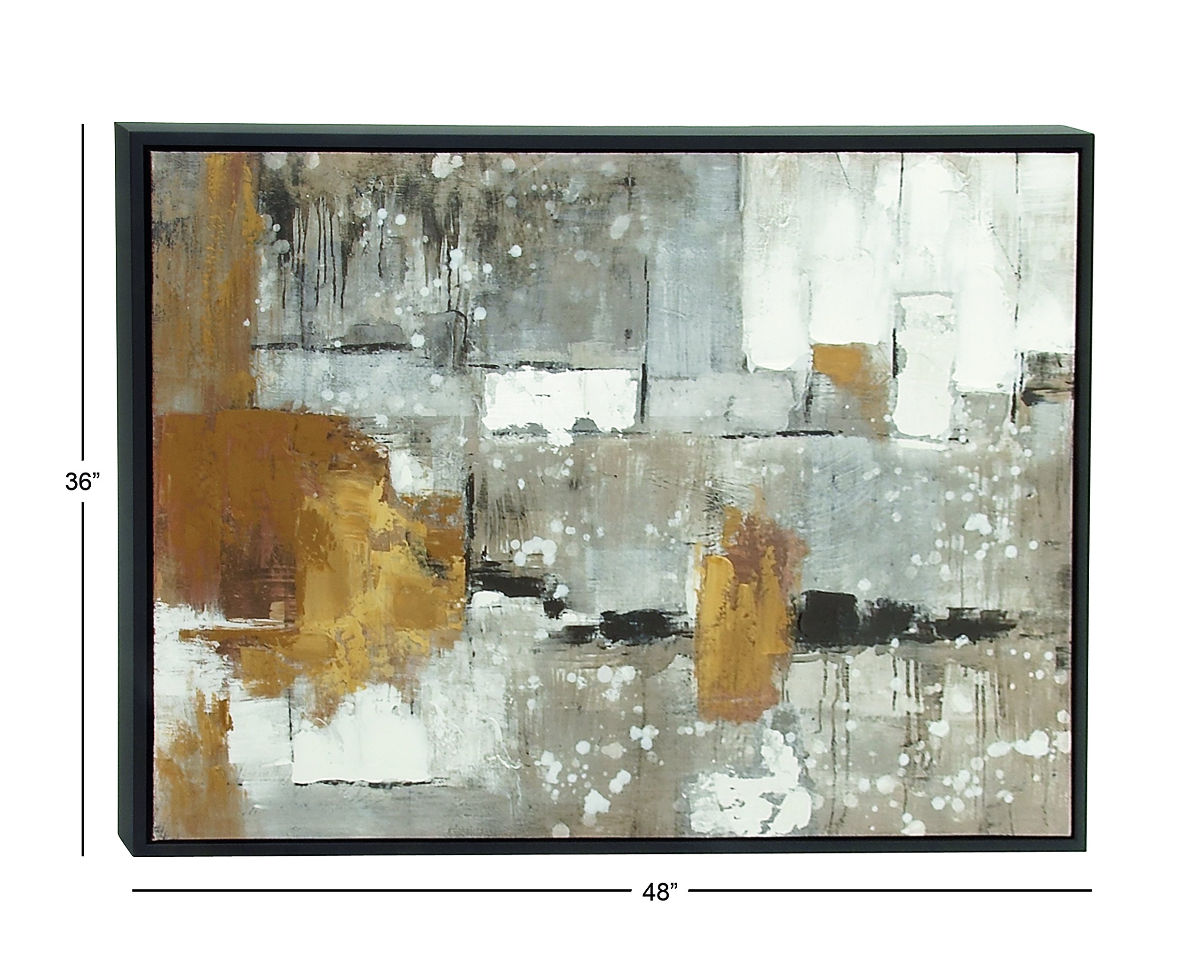 Deco 79 Abstract Framed Canvas Wall Art - Black & Yellow Accents, 48x36 Inches, Gray - Modern Living Room Decor, Bedroom & Office Wall Art