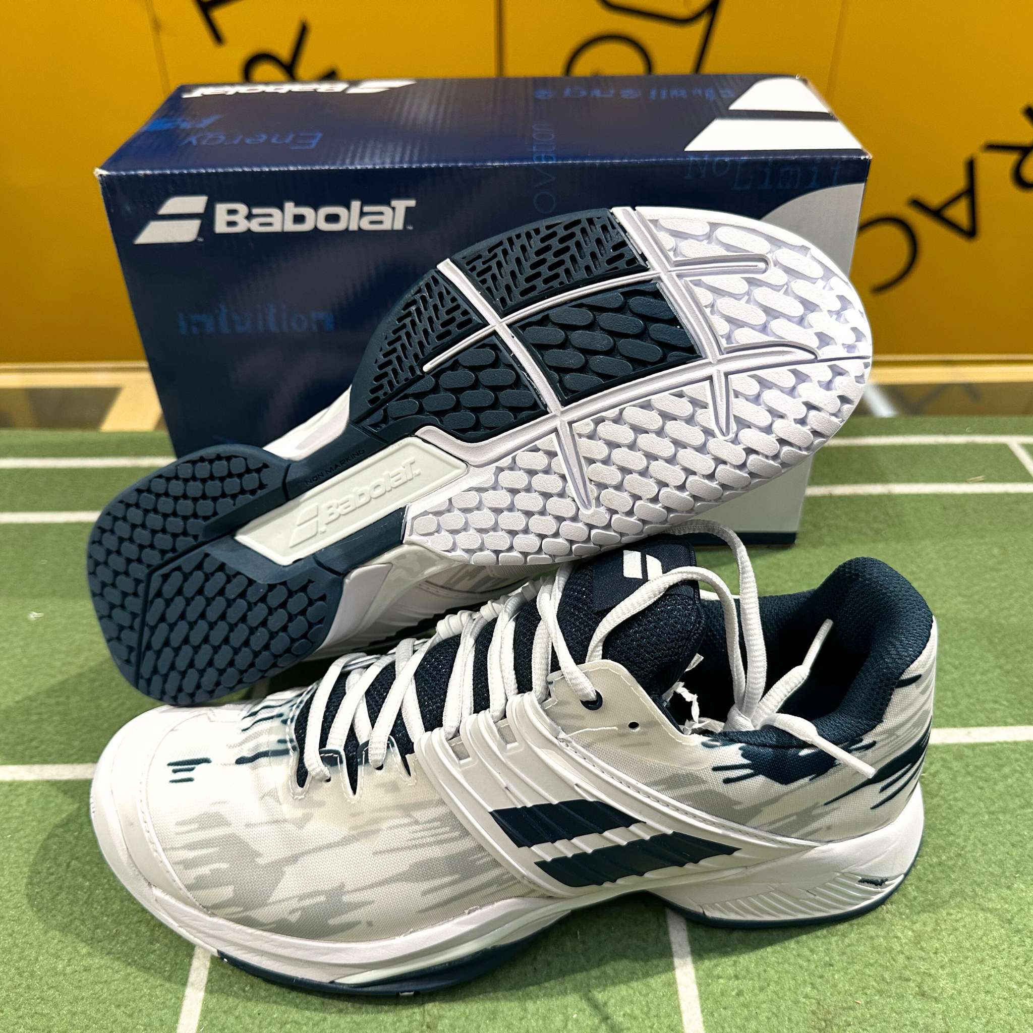 Babolat Propulse Fury All Court Men's Tennis Shoes - White & Blue | High-Performance Court Shoes for Men | Perfect for Tennis, Pickleball & Indoor Court Sports