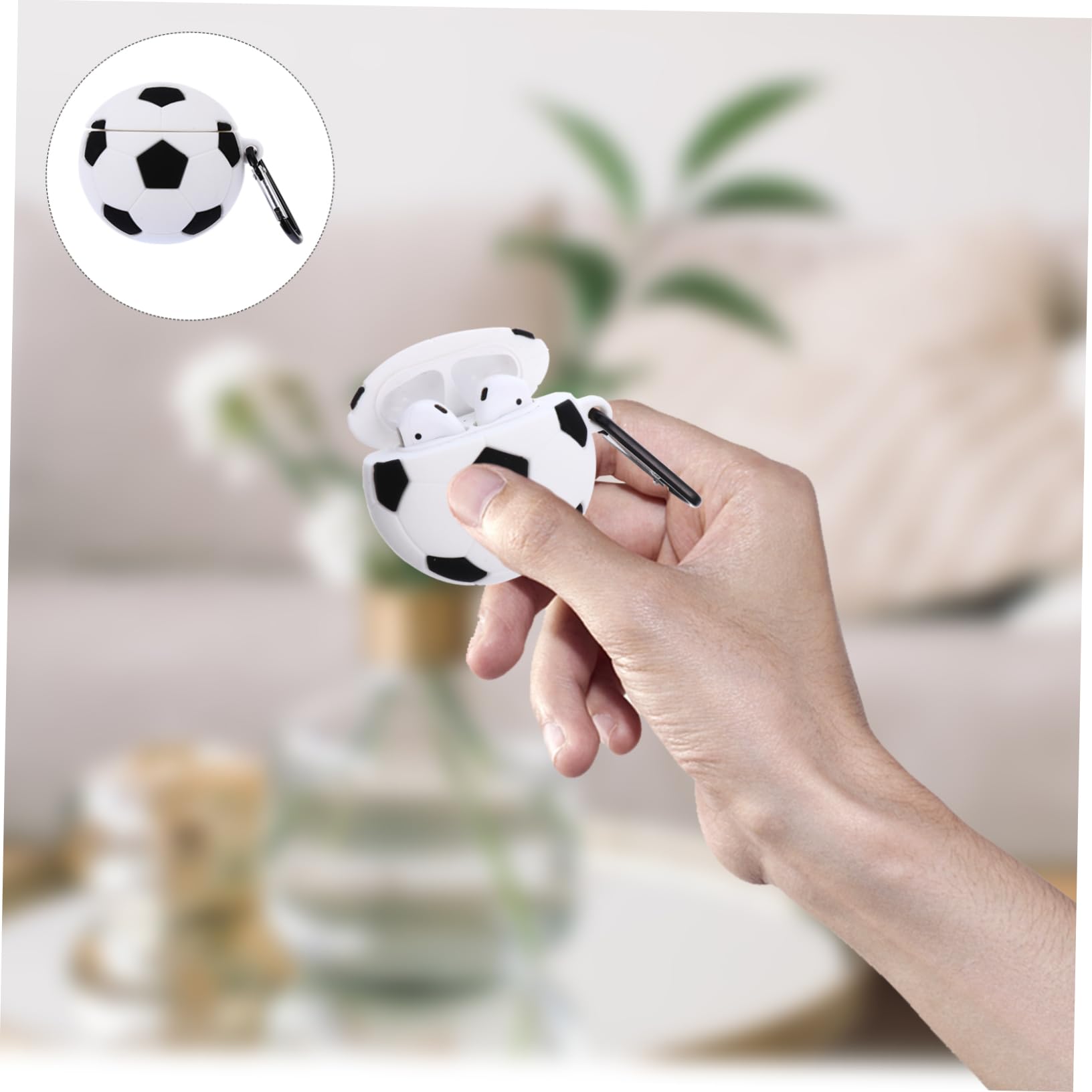 Premium 1-Piece Football Shaped Headphone Case - 3D Soccer Design Protective Sleeve for Earphones & Headsets | Portable Storage for Sports, Travel & School Accessories