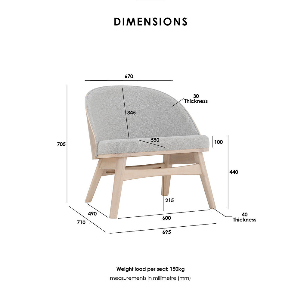 VEDA Lounge Chair - Natural Wood & Comfortable Design for Living Room, Bedroom, or Office - Perfect for Relaxing & Reading