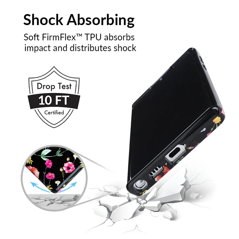 Samsung Galaxy Phone Case with Black Wildflower Design - Durable Protective Cover for Everyday Use, Travel & Outdoor Activities