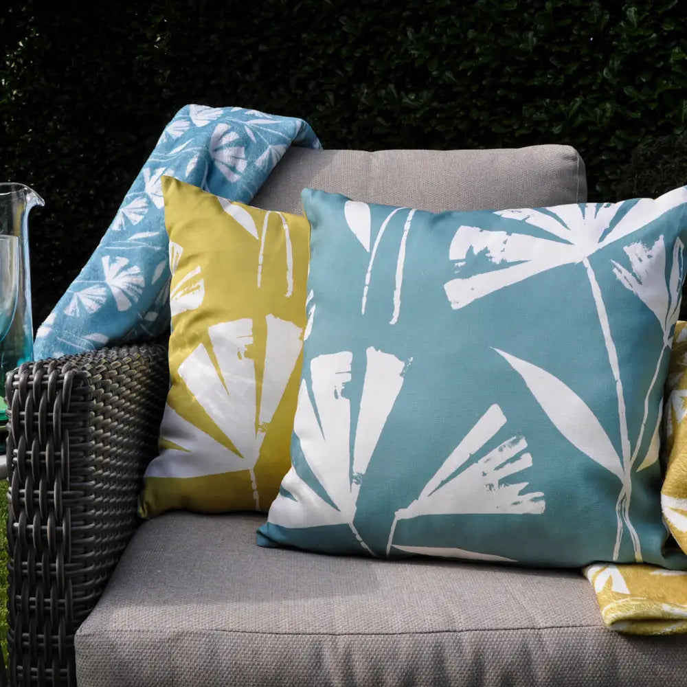 Premium Fusion Alma Outdoor Cushion Cover - Waterproof & UV Resistant - Teal & Ochre Bohemian Style - Perfect for Patio, Garden & Poolside Furniture