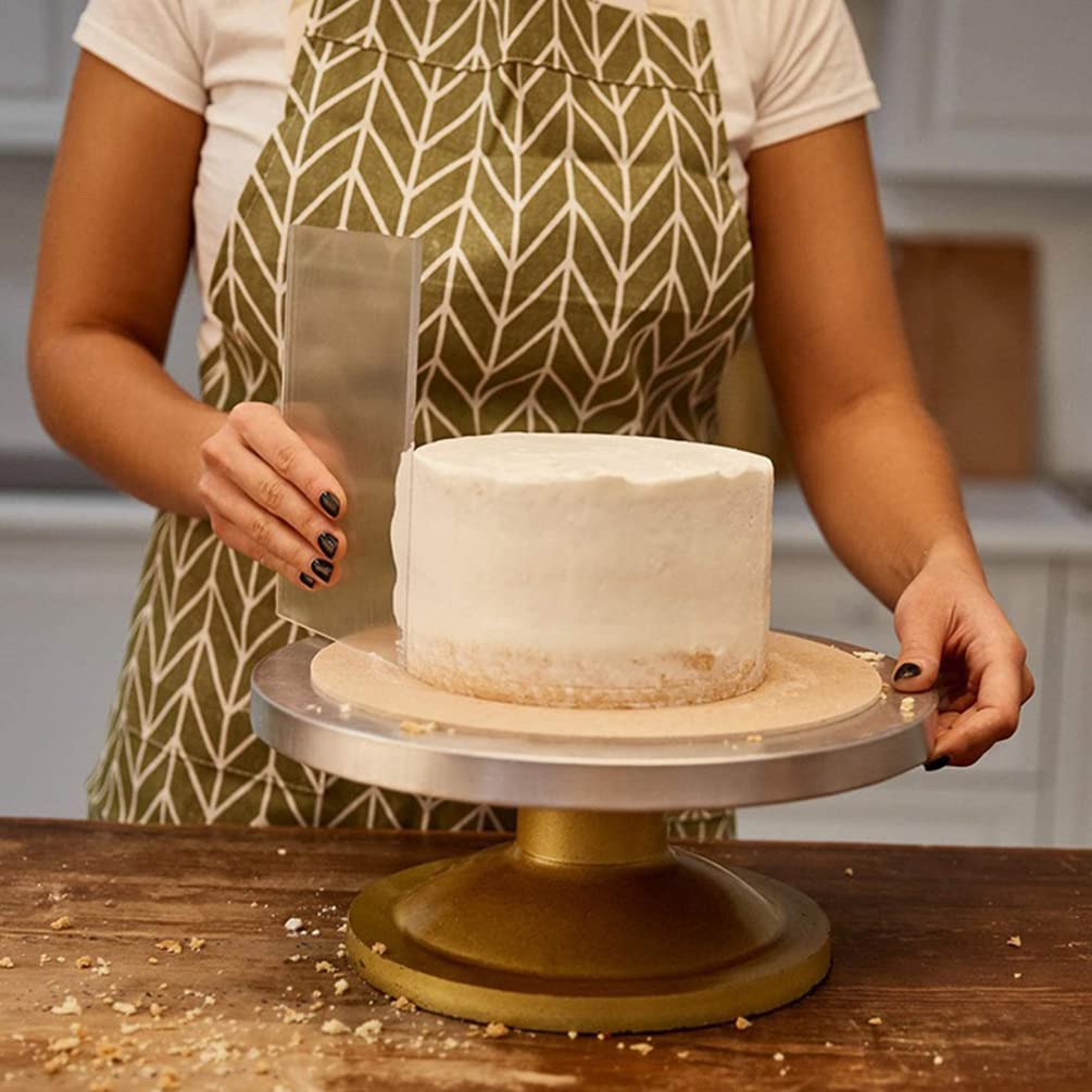 2-Piece Cake Scraper Set - Stainless Steel Baking Scrapers & Cream Spatulas for Cake Decorating, Frosting Smoothing - Essential Baking Tools for Professional Bakers & Home Bakers (Perfect for Leveling Cakes, Spreading Frosting & Creating Smooth Finishes)