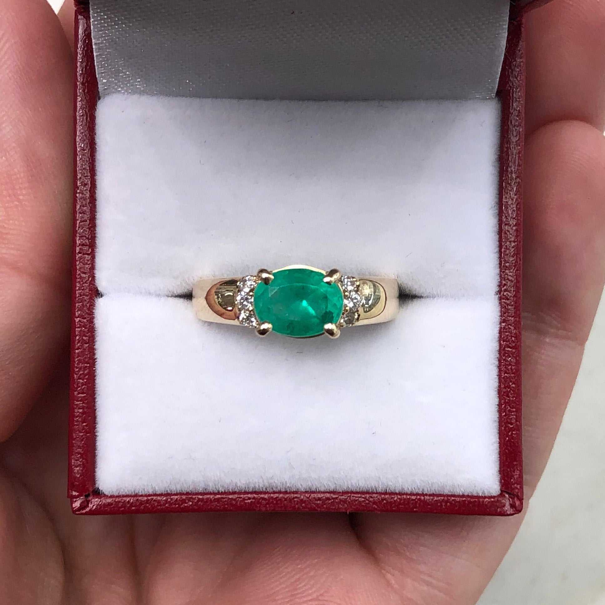 1.78tcw Oval Emerald & Diamond Accent 18K Gold Wide Wedding Band - Elegant Bridal Ring for Engagement, Anniversary & Special Occasions