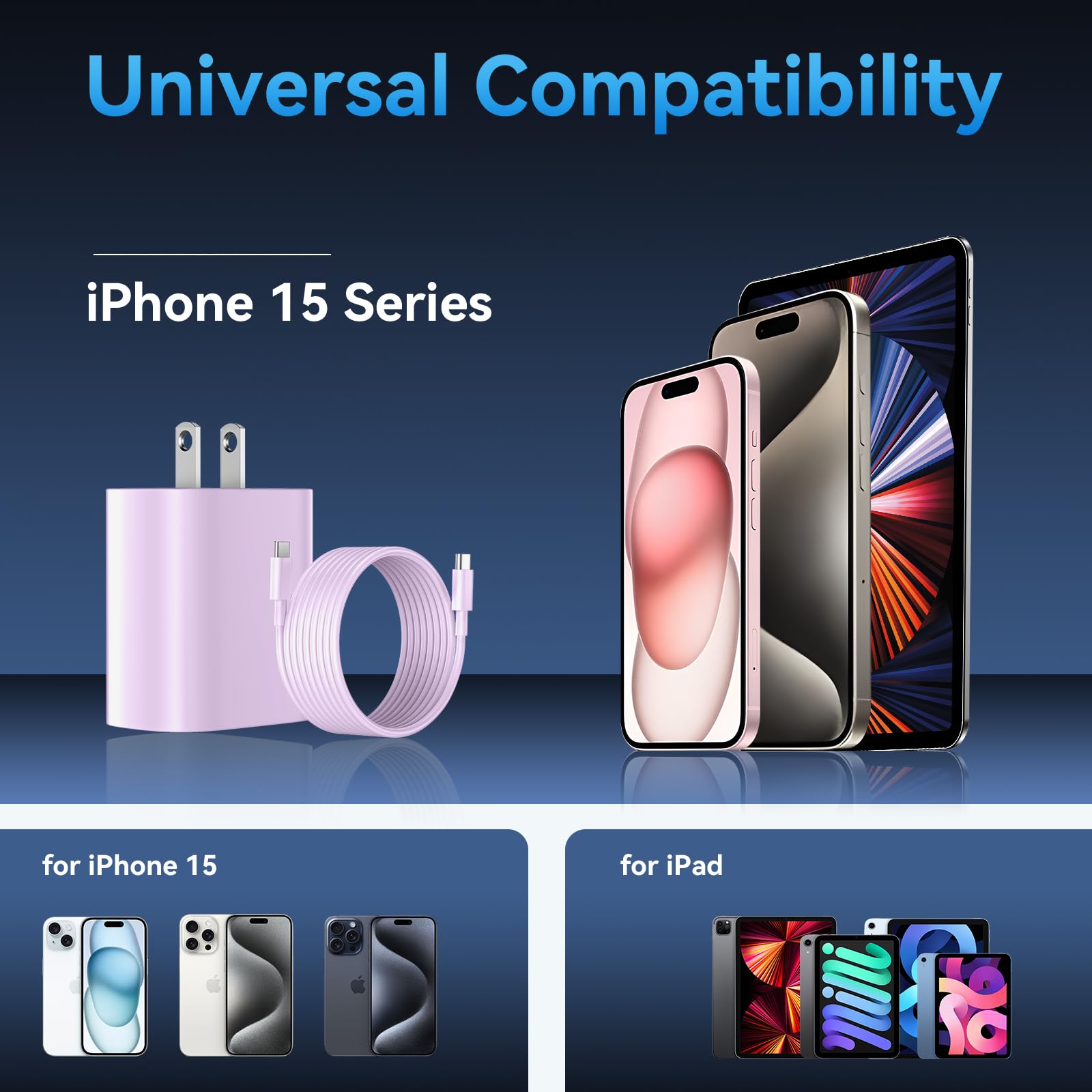 20W USB C Fast Charger Block & 10Ft USB C to C Cable - Fast Charging for iPhone 15 Pro Max/15 Pro/15 Plus, Galaxy S24 Ultra - Perfect for Home, Office & Travel Charging Needs