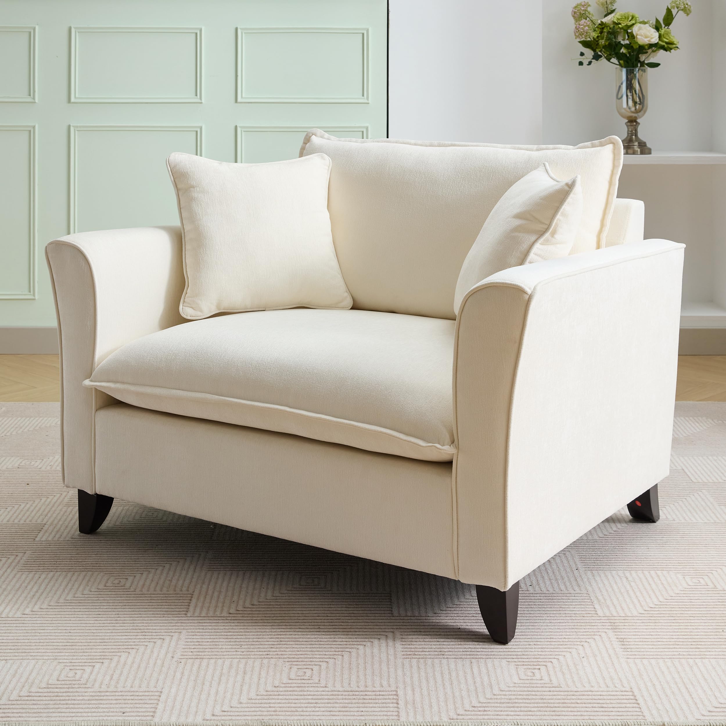HABITRIO Oversized Chenille Armchair - Comfy Accent Chair for Living Room & Bedroom