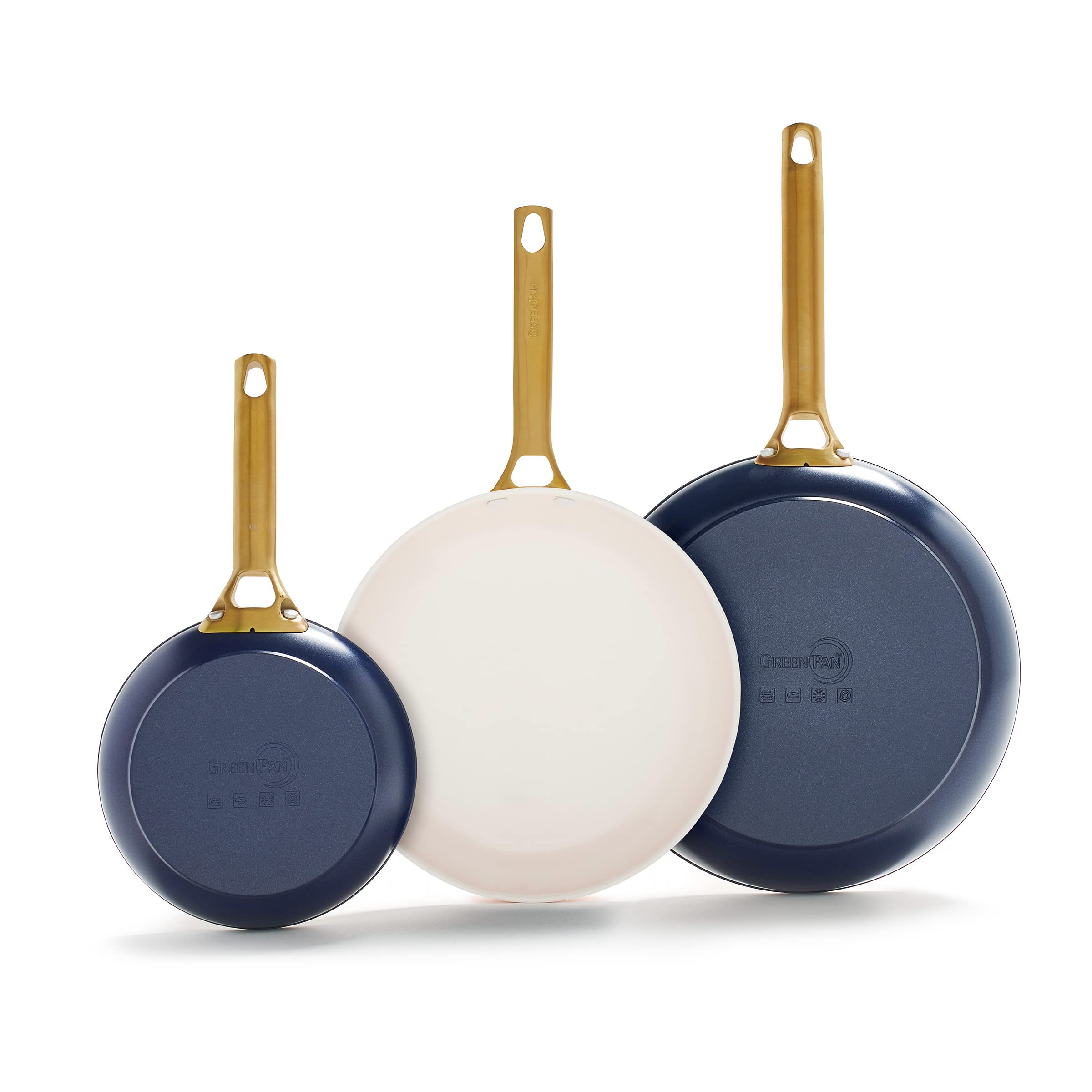 GreenPan Reserve Hard Anodized Healthy Ceramic Nonstick 3-Piece Frying Pan Set (8
