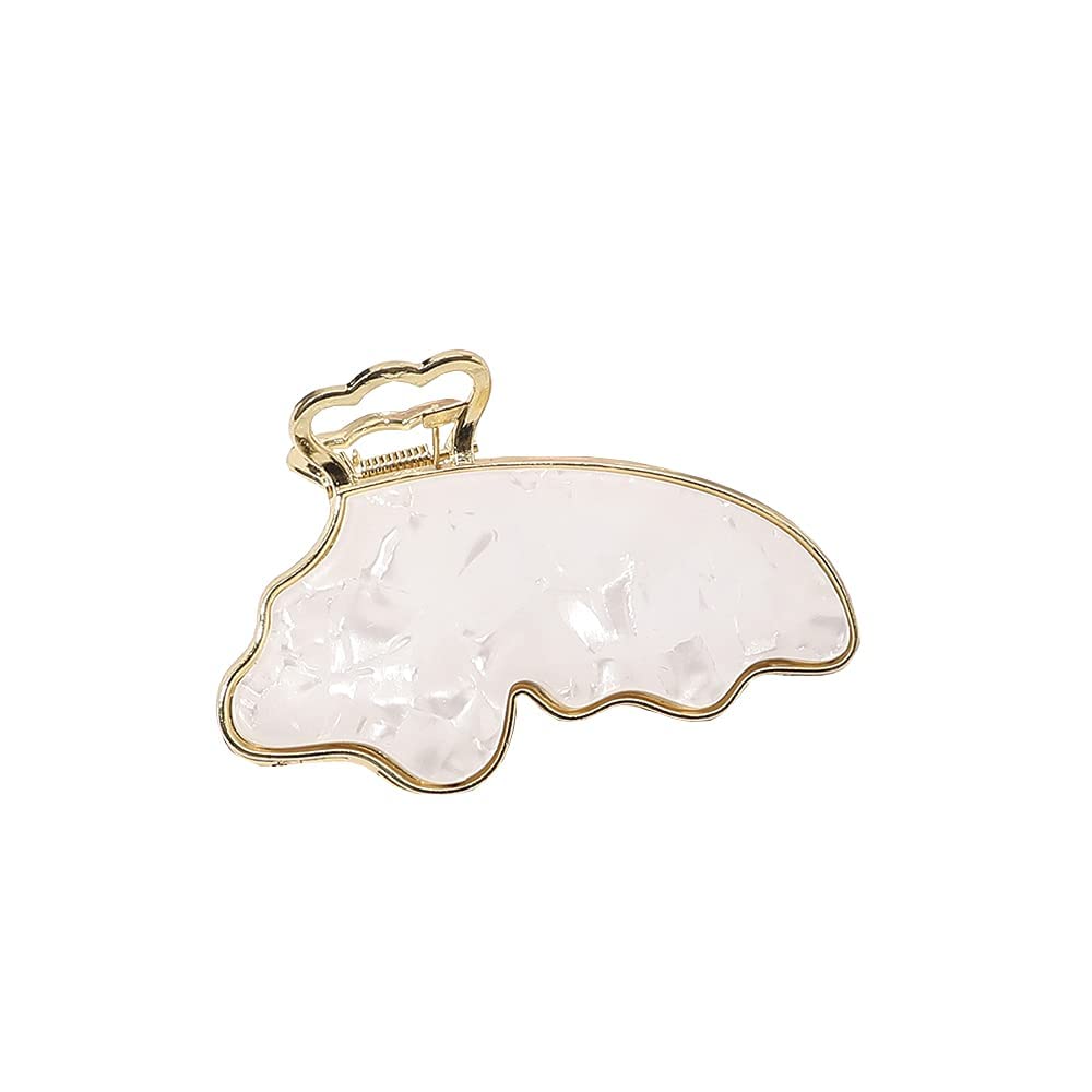 STYLEDOSE 1Pcs Metal Hair Claw Clip with Plastic Butterfly Design - Acrylic Hair Clips for Women, Ladies & Girls - Reusable Hair Barrettes & Jaw Clamps (White) | Perfect for Updos, Ponytails & Everyday Hairstyles