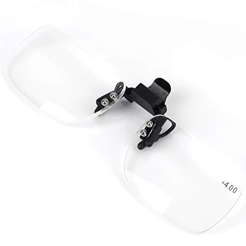 Clip On Flip Up Magnifying Reading Glasses 4.0x - Unisex Readers with Detachable Lenses for Reading, Hobbies & Close Work - Perfect for Books, Crafts & Electronics Repair