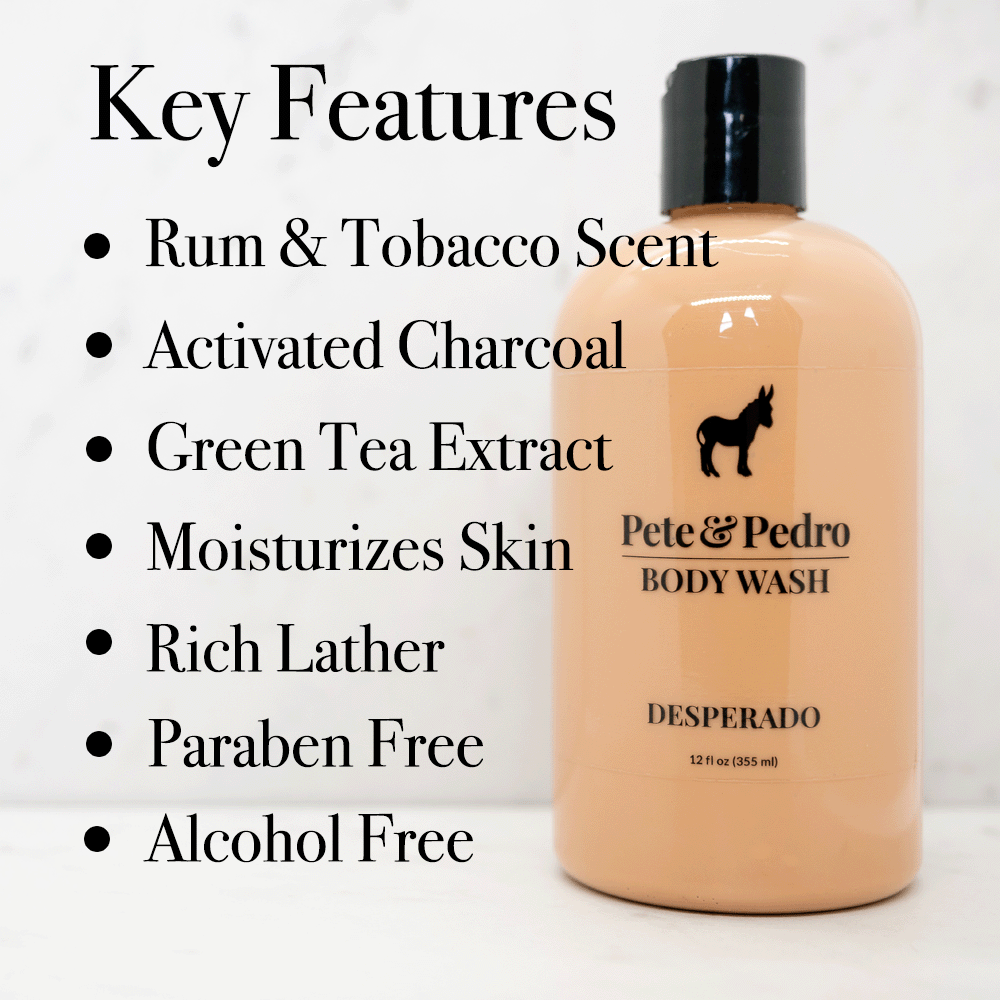 Desperado Rum & Tobacco Scented Body Wash for Men - Exotic Aroma, Deep Cleansing & Moisturizing - Perfect for Shower, Gym & Post-Workout Refreshment