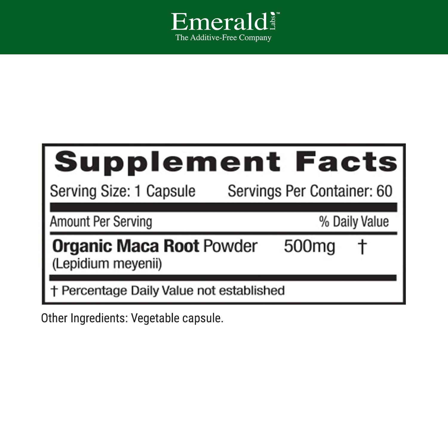 Emerald Labs Organic Peruvian Maca Root Supplement - 60 Vegan Capsules for Hormonal Balance & Natural Energy Boost - Gluten-Free, Non-GMO - Supports Libido, Fertility & Stress Relief - Perfect for Busy Professionals & Active Lifestyles