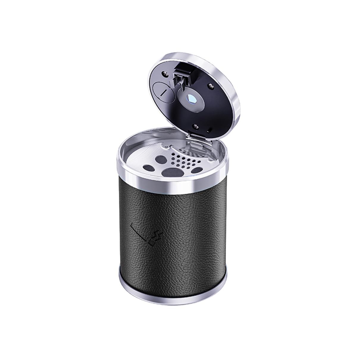 Portable Car Ashtray with Lid - Smokeless LED Blue Light Auto Cup Holder Trash Can, Detachable Mini Ashtray for Car, Home & Office Use | Universal Fit for Most Vehicles | Perfect for Road Trips, Camping & Smoking Areas (Black)