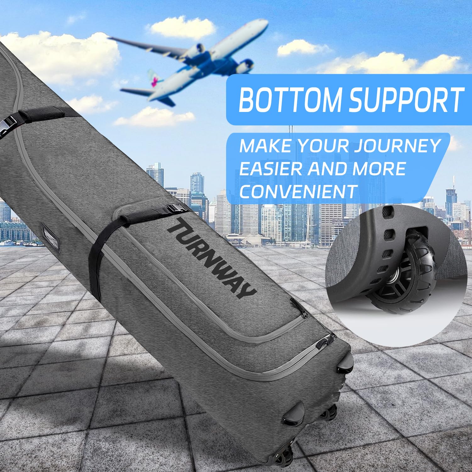 Heavy Duty Padded Ski Bag with Wheels for Air Travel - Waterproof Double Rolling Snowboard Bag for Ski & Snowboard Gear Storage & Transportation | Perfect for Winter Sports Travel & Equipment Protection