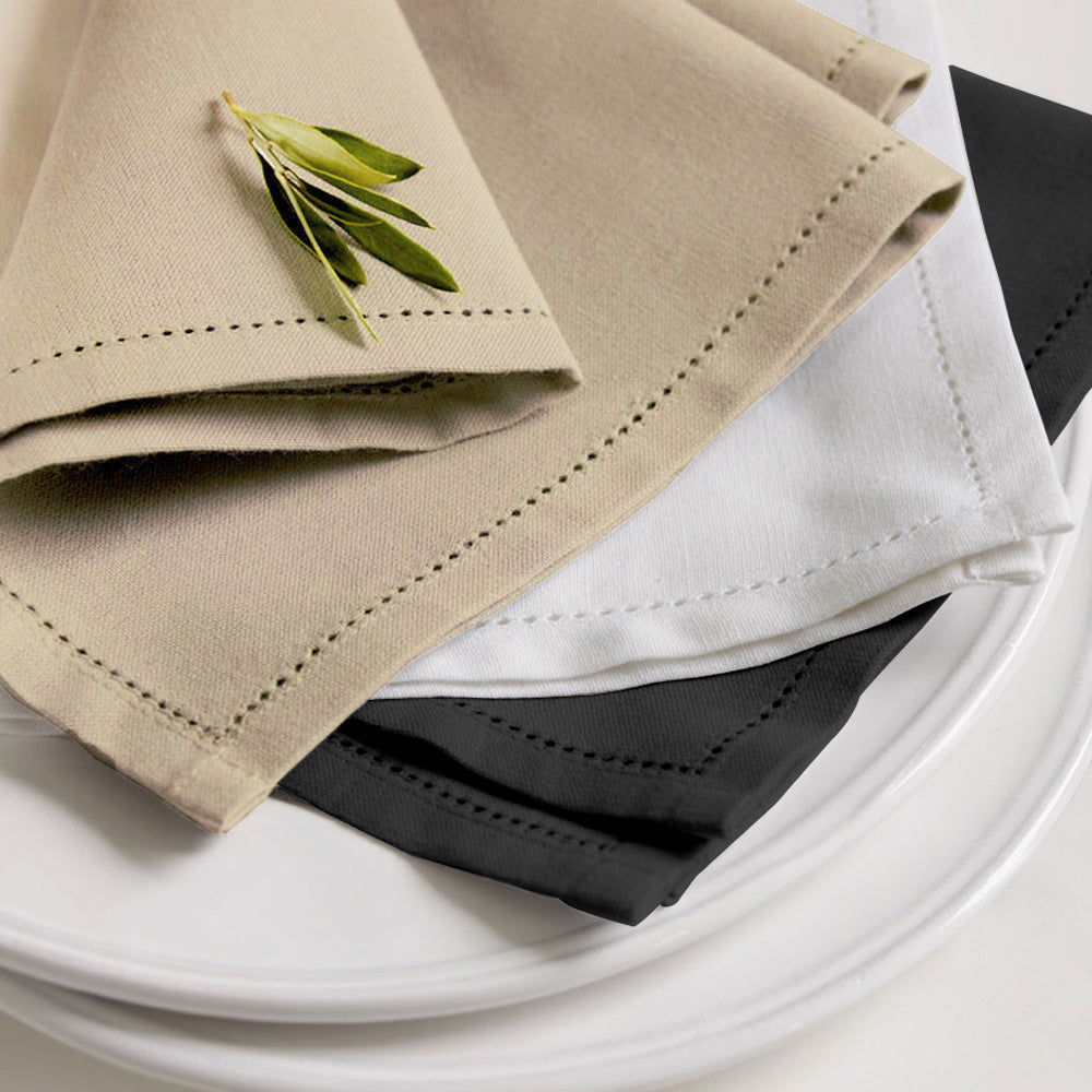 Premium Hemstitch Linen Placemats Set of 2 - Elegant White Table Mats for Dining, Parties & Home Decor - Washable & Durable Place Settings for Everyday Use