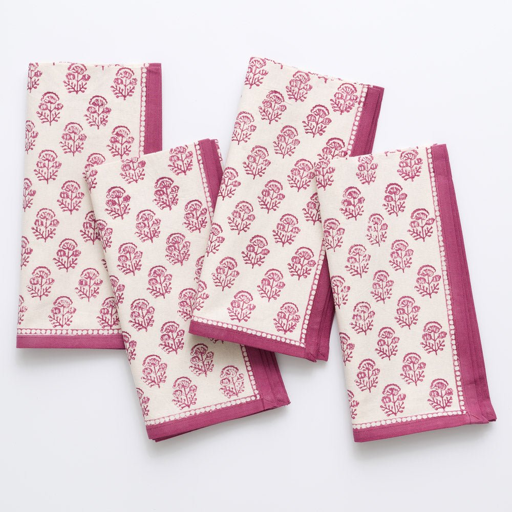 Anika Fuchsia Napkin Set of 4 - Premium Cotton Dinner Napkins for Formal Dining, Parties & Special Occasions