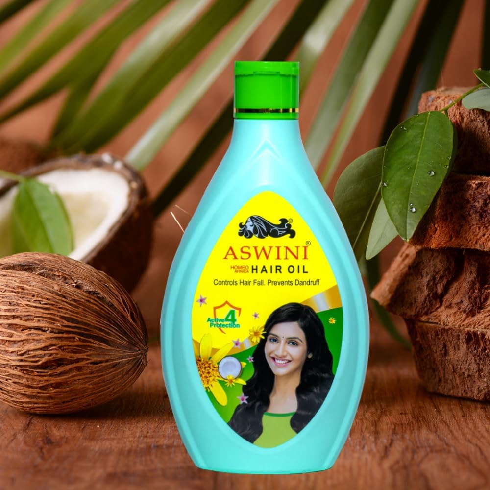 Aswini Homeo Hair Oil for Hair Growth - Stops Hair Fall & Dandruff Treatment - 350ml Natural Ayurvedic Oil - Best for Dry Scalp & Damaged Hair - Perfect for Daily Hair Care Routine & Scalp Massage