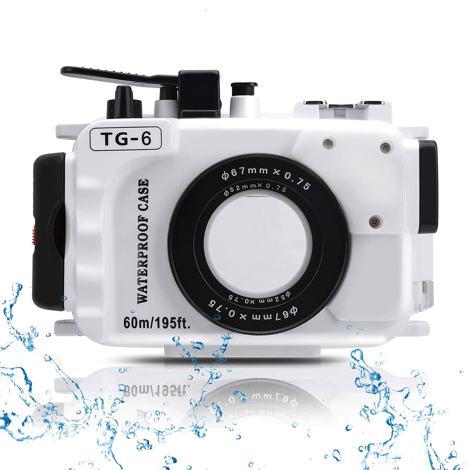 Waterproof Housing Case for Olympus TG6 - 60M/200FT Deep Underwater Camera Protective Shell, Diving Case for Snorkeling & Scuba Photography