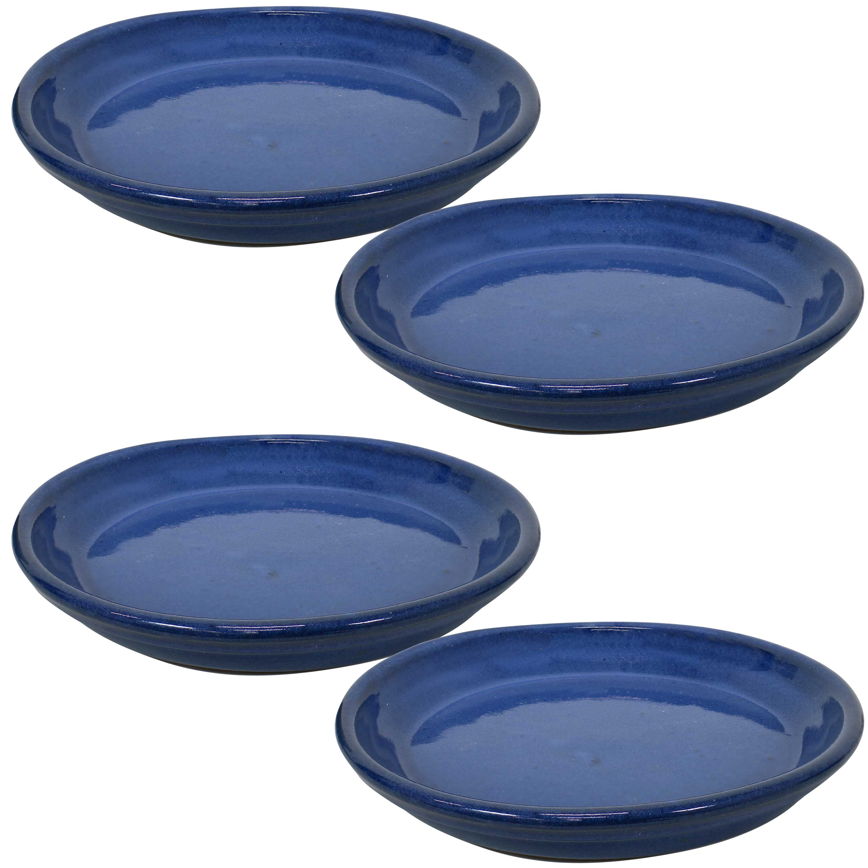 Sunnydaze 4-Pack Glazed Ceramic Plant Saucers for Indoor & Outdoor Potted Plants – Perfect for Home, Garden, and Patio Decor
