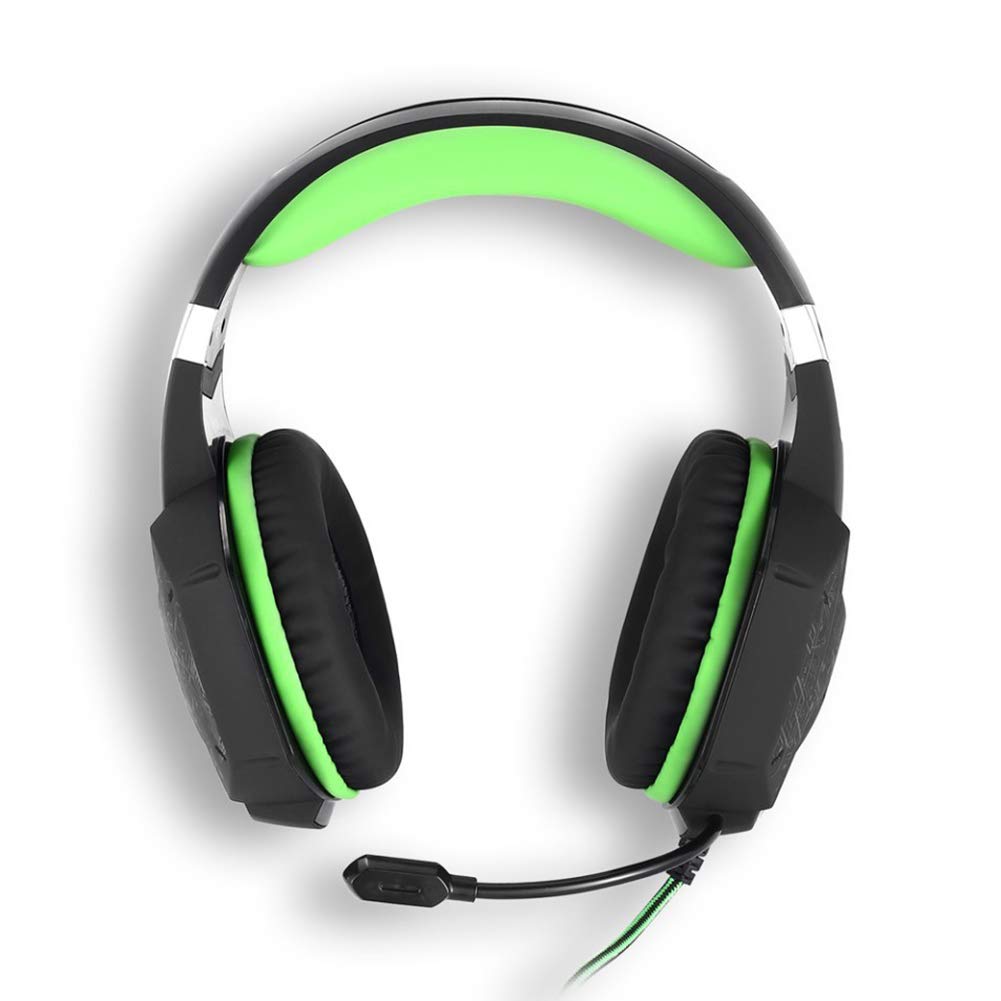 Premium Gaming Headset with Noise Cancelling, Hi-Fi Stereo & Built-in Mic - Comfortable Over-Ear Design with Surround Sound for PC, Laptop, Tablet & Smartphone (Green) - Perfect for Gaming, Streaming & Online Meetings