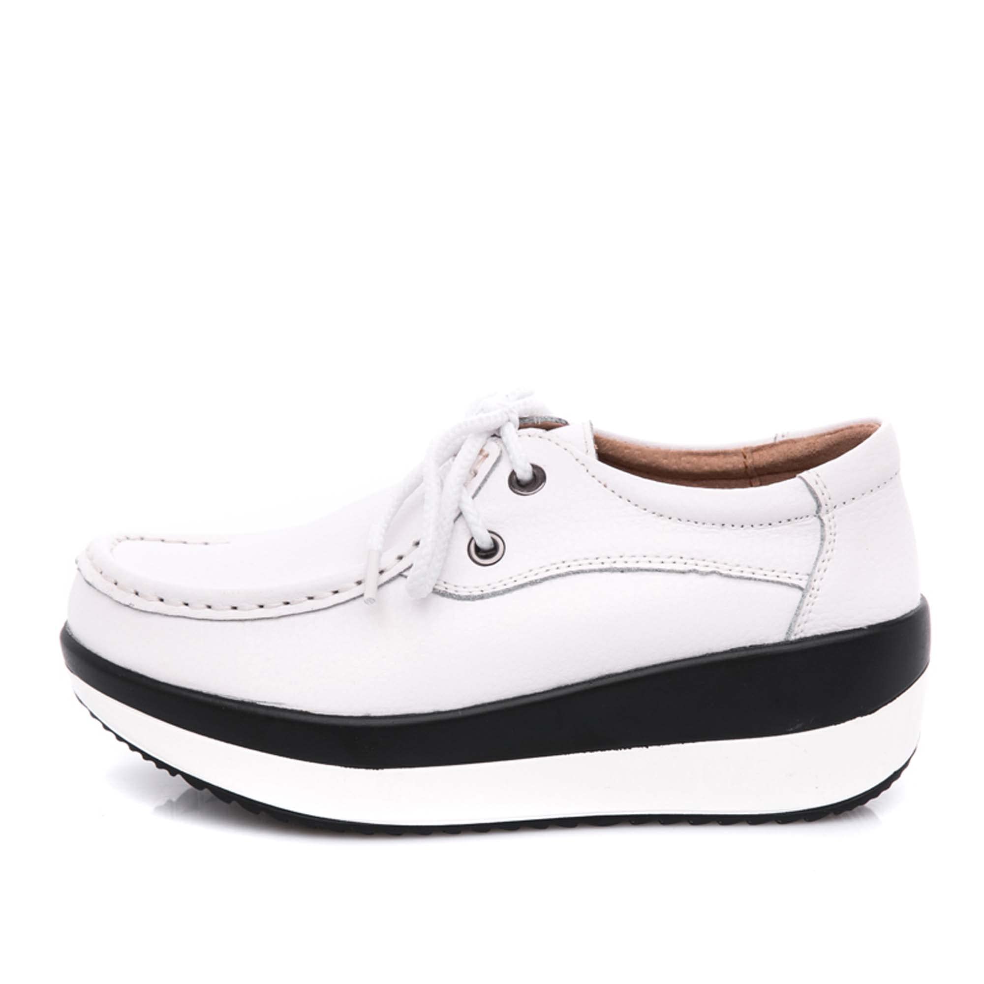 Plus Size Women's Lace-Up Leather Platform Wedge Heel Shoes - Comfortable Rocker Sole for Height & Style | Perfect for Office, Dating & Casual Wear