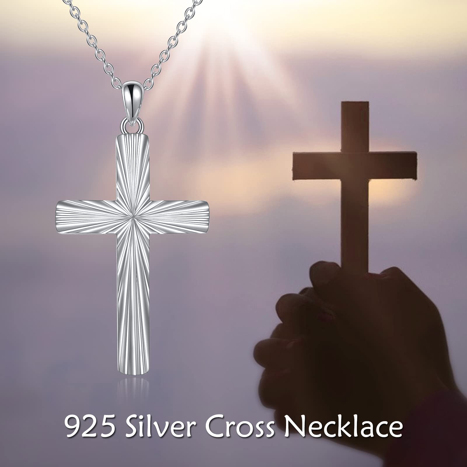 Religious Cross Pendant Necklace - Sterling Silver Origami Cross Jewelry for Women & Men - Perfect for Baptism, Confirmation, Wedding & Everyday Faith Jewelry