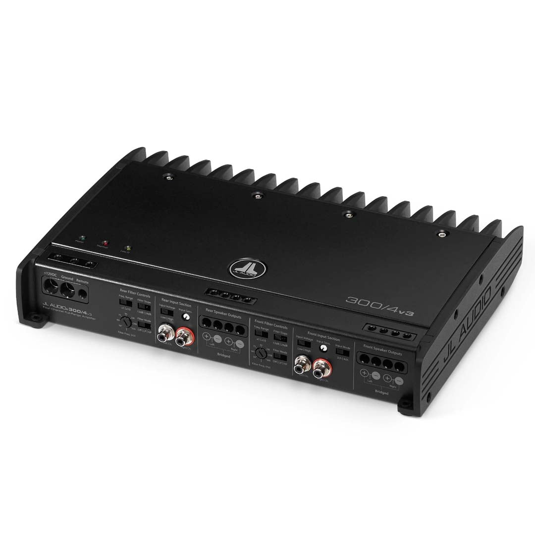 JL Audio 300/4v3 Slash Series 4-Channel Car Amplifier - 75W x 4 RMS Full Range Power - Premium Car Audio System Upgrade for Trucks, SUVs and Vehicles - Perfect for Enhanced Music Clarity and Bass Performance