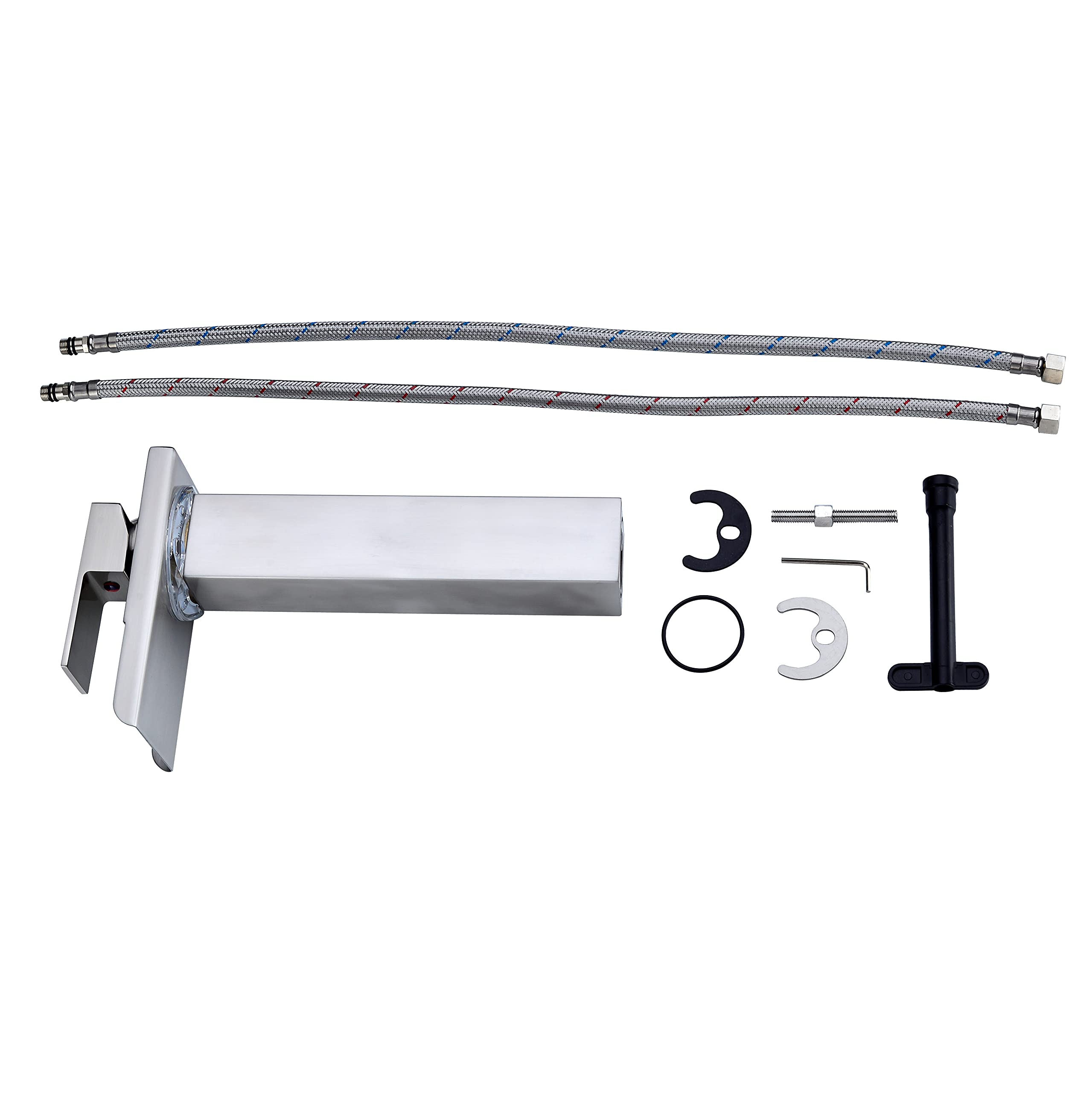 Brushed Nickel LED Waterfall Bathroom Faucet - Tall Single Handle 1 Hole Sink Faucet with Brass Water Supply | Modern Bathroom Upgrade for Vanity & Powder Room