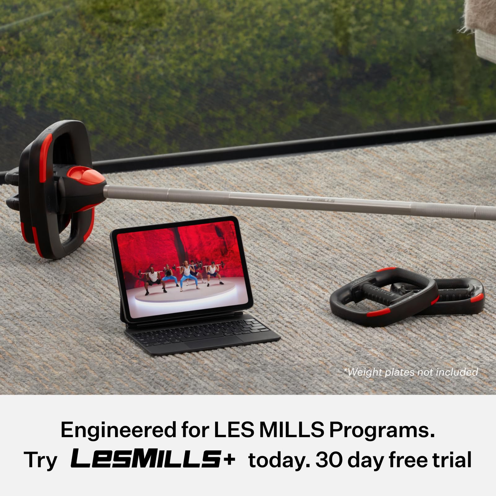 Les Mills SMARTBAR Exercise Barbell for Total Body Workouts - Adjustable Home Gym Equipment for Strength Training & Weightlifting | Compatible with Free Weights (Plates Sold Separately) | Perfect for Home Workouts, CrossFit & Functional Fitness Training