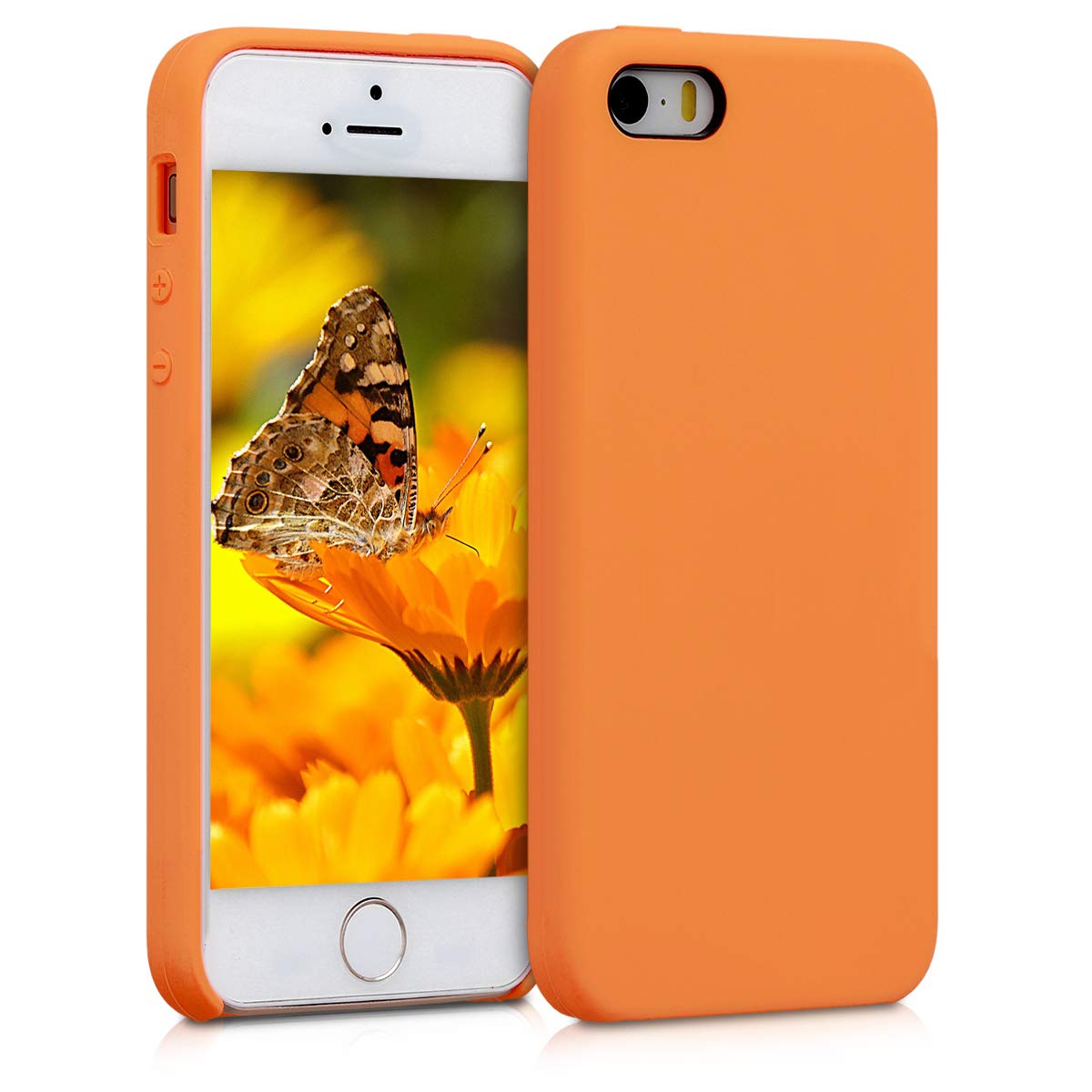 kwmobile TPU Silicone Phone Case for Apple iPhone SE (1st Gen 2016) / iPhone 5 / iPhone 5S - Soft Protective Cover in Fruity Orange - Perfect for Everyday Use, Work & Travel