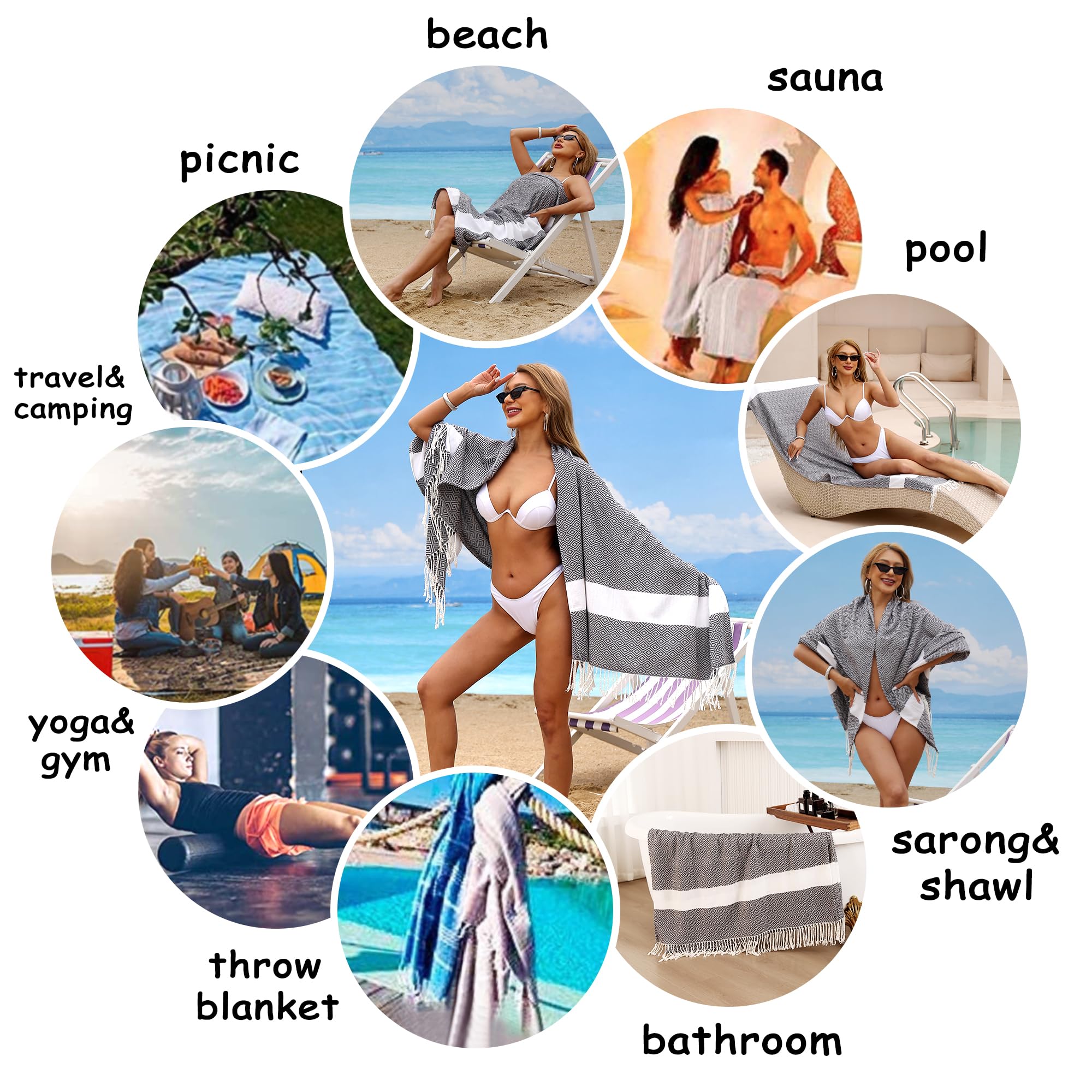 2 Pack Oversized Turkish Beach Towels 39