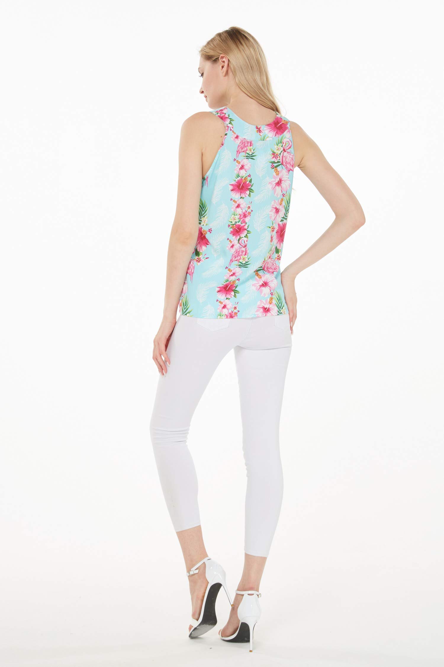 Women's Pink Hibiscus Vine Hawaiian Tank Top - Breathable & Comfortable for Beach, Vacation & Summer Outfits