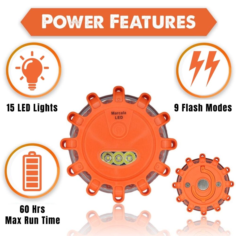 6 Pack LED Road Flares - Emergency Safety Flares with Magnetic Base & 360° Visibility for Cars, Trucks, Boats & Outdoor Adventures