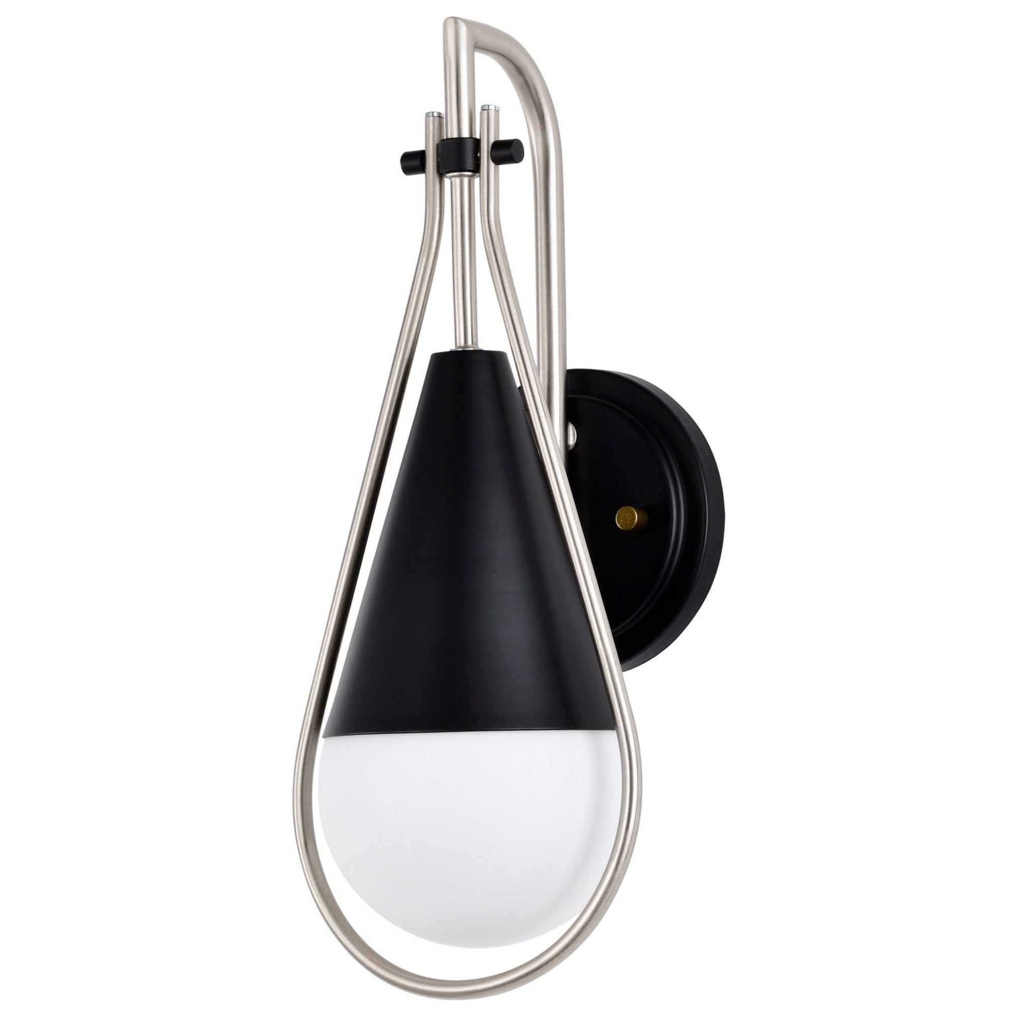 Admiral 15 Inch Wall Sconce Light Fixture - Matte Black & Brushed Nickel Finish - Modern Indoor/Outdoor Wall Lighting for Bedroom, Hallway, Porch, and Patio