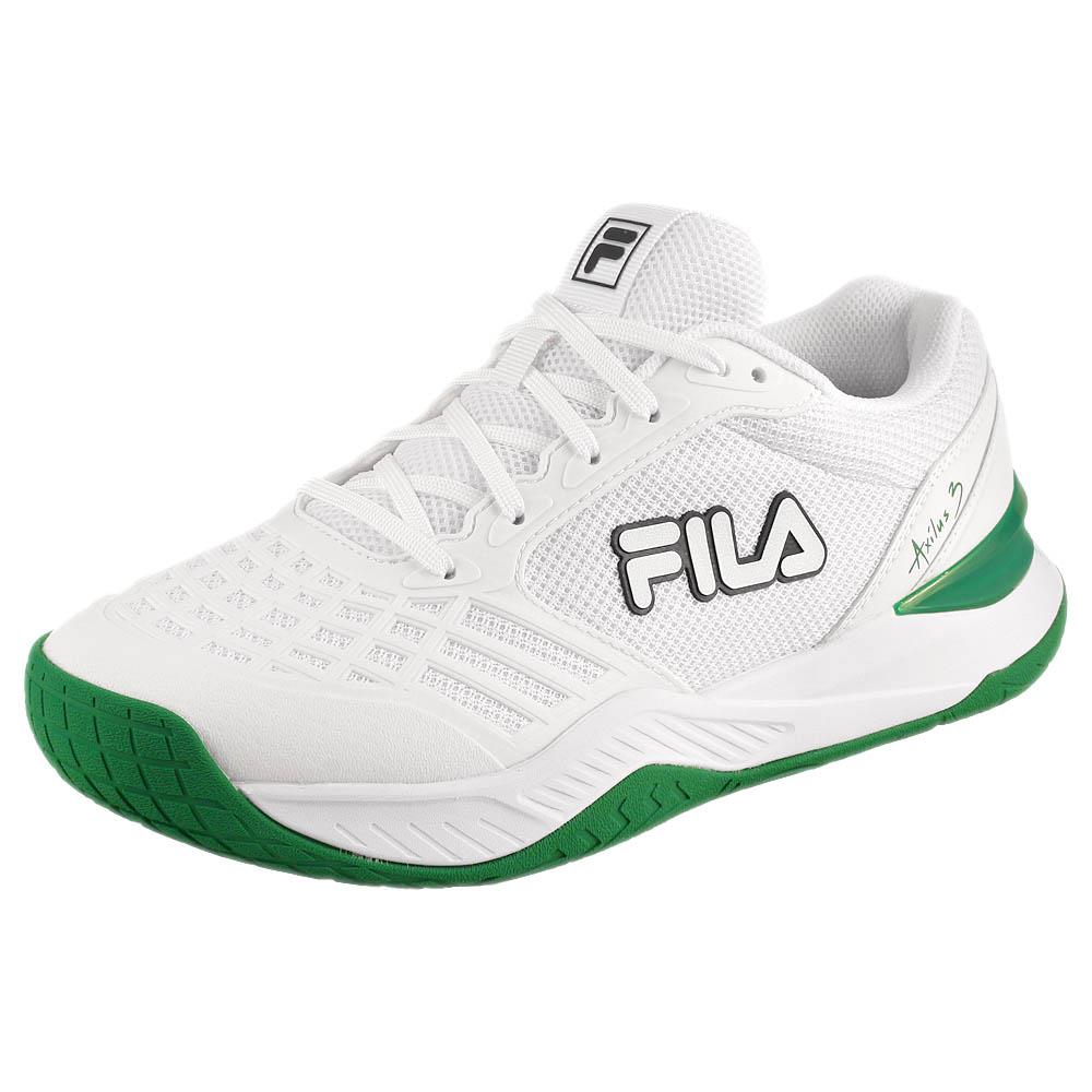 Fila Women's Axilus 3 Running Shoes - White & Courtway Green - Lightweight Cushioned Sneakers for Women's Running, Walking & Gym Workouts