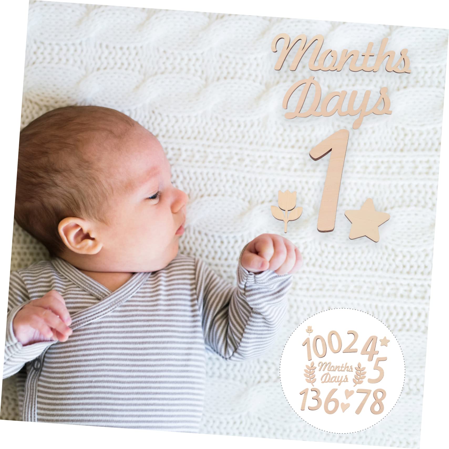 TOYANDONA 5 Sets Wooden Baby Milestone Numbers - Newborn Photo Props, Birth Announcement Sign & Monthly Growth Tracker for Baby Shower, First Birthday, and Family Bonding Moments