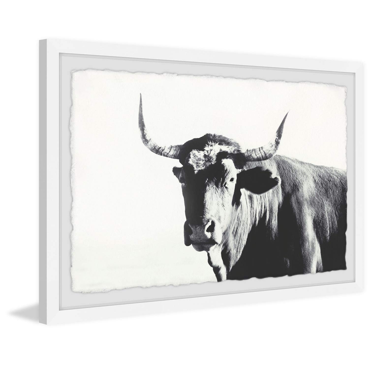 Marmont Hill Steer Face Framed Canvas Art Print - 30x20 Inches - Western Cowboy Wall Decor for Living Room, Bedroom & Office