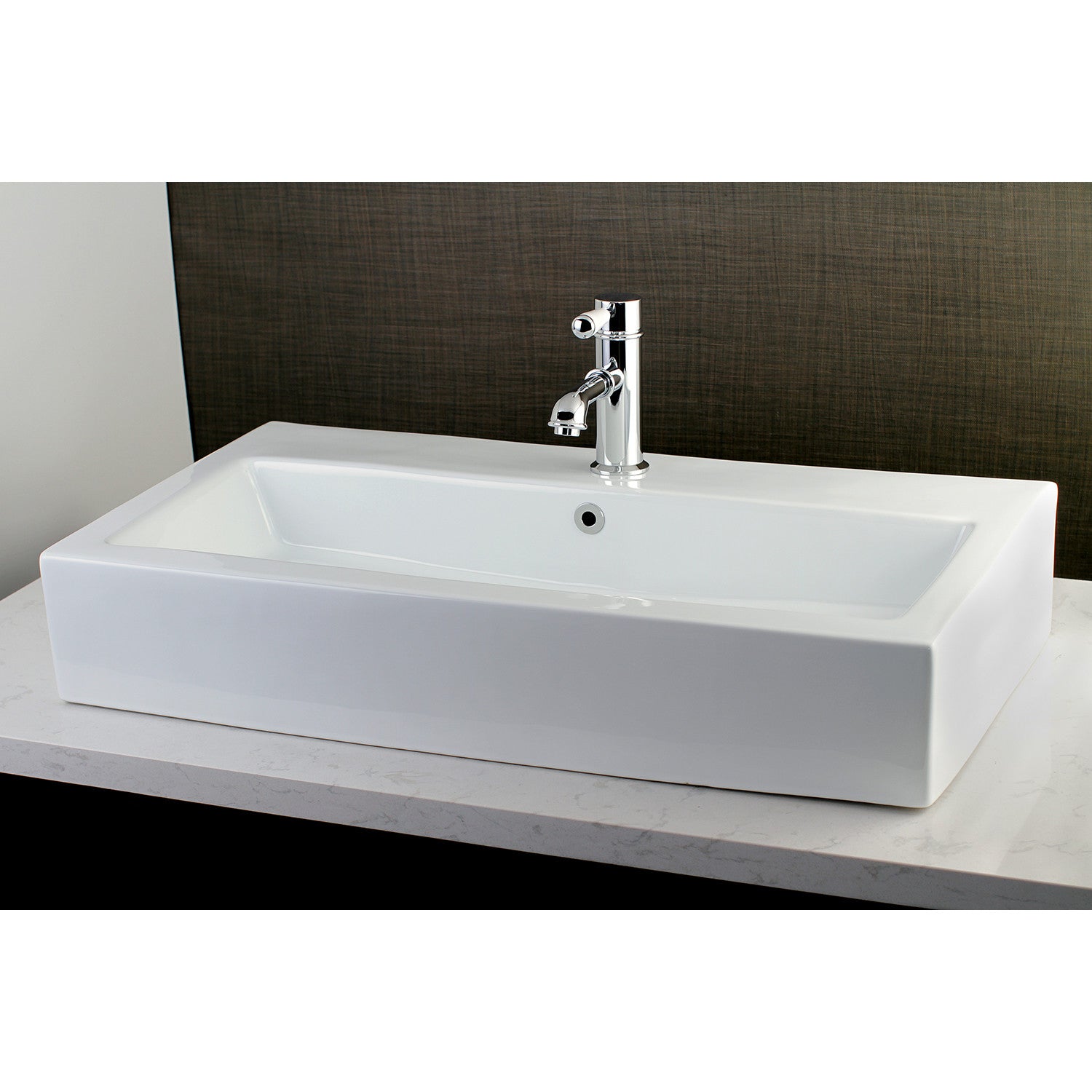 Adelaide EV3217 32 Inch White Porcelain Rectangular Vessel Bathroom Sink with Single Hole Faucet - Perfect for Modern Vanities and Powder Rooms