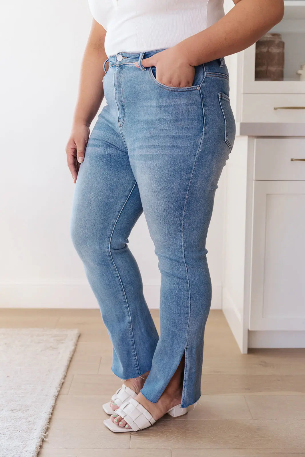 Jody Slim Flare Side Slit Jeans for Women - High Waisted Stretch Denim Pants with Side Slits | Perfect for Casual Outfits, Date Nights & Street Style