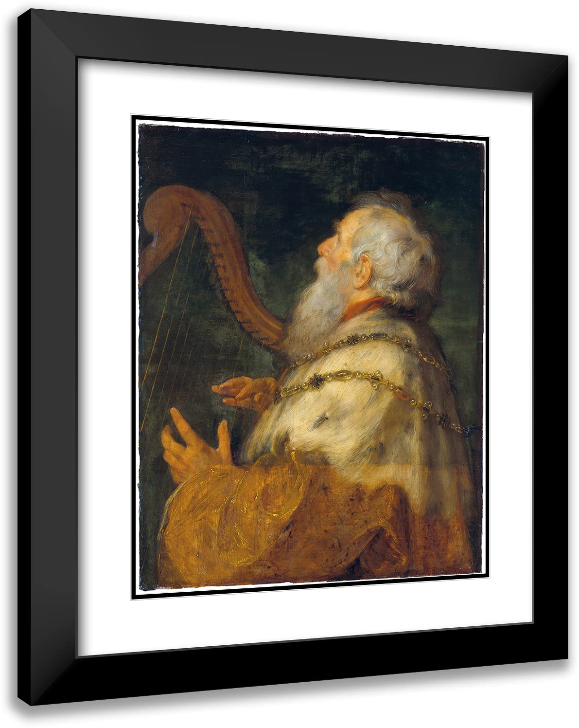 Peter Paul Rubens King David Playing the Harp (ca. 1616) - 20x24 Inch Black Modern Framed Art Print with Double Mat | Museum Quality Reproduction | Perfect for Living Room, Office, or Art Gallery Decor