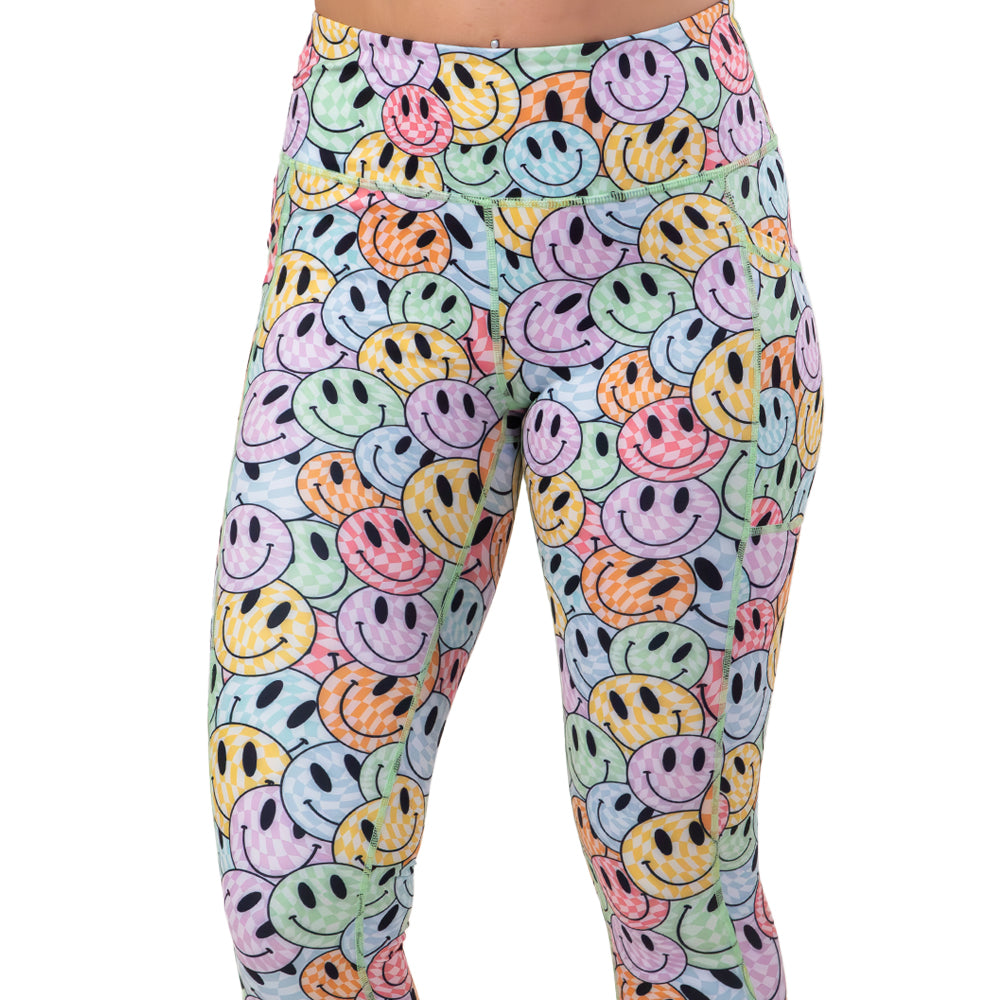 Posi Vibes High Waist Yoga Leggings for Women - Comfortable Workout Pants with Pockets - Perfect for Yoga, Running, Gym & Lounge
