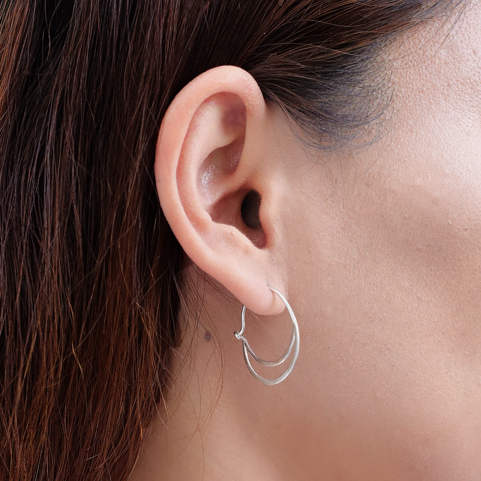 Boma Jewelry Sterling Silver Open Crescent Hoop Earrings for Women - Dainty Minimalist Boho Earrings for Everyday Wear, Date Night & Special Occasions