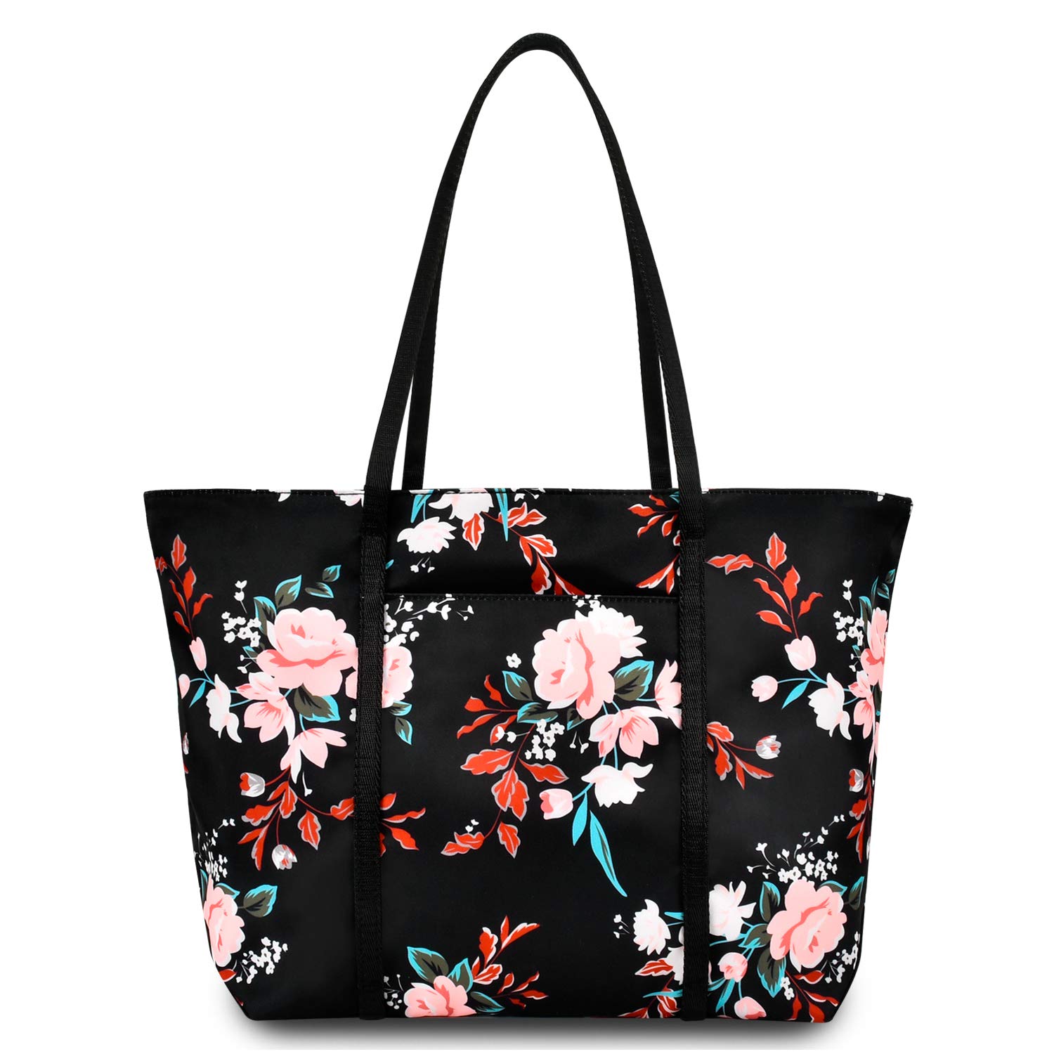 Chrysansmile Large Tote Bag for Women - Waterproof Nylon Work Shoulder Bag with Floral Design, Spacious Beach Purse for Office, Travel & Shopping