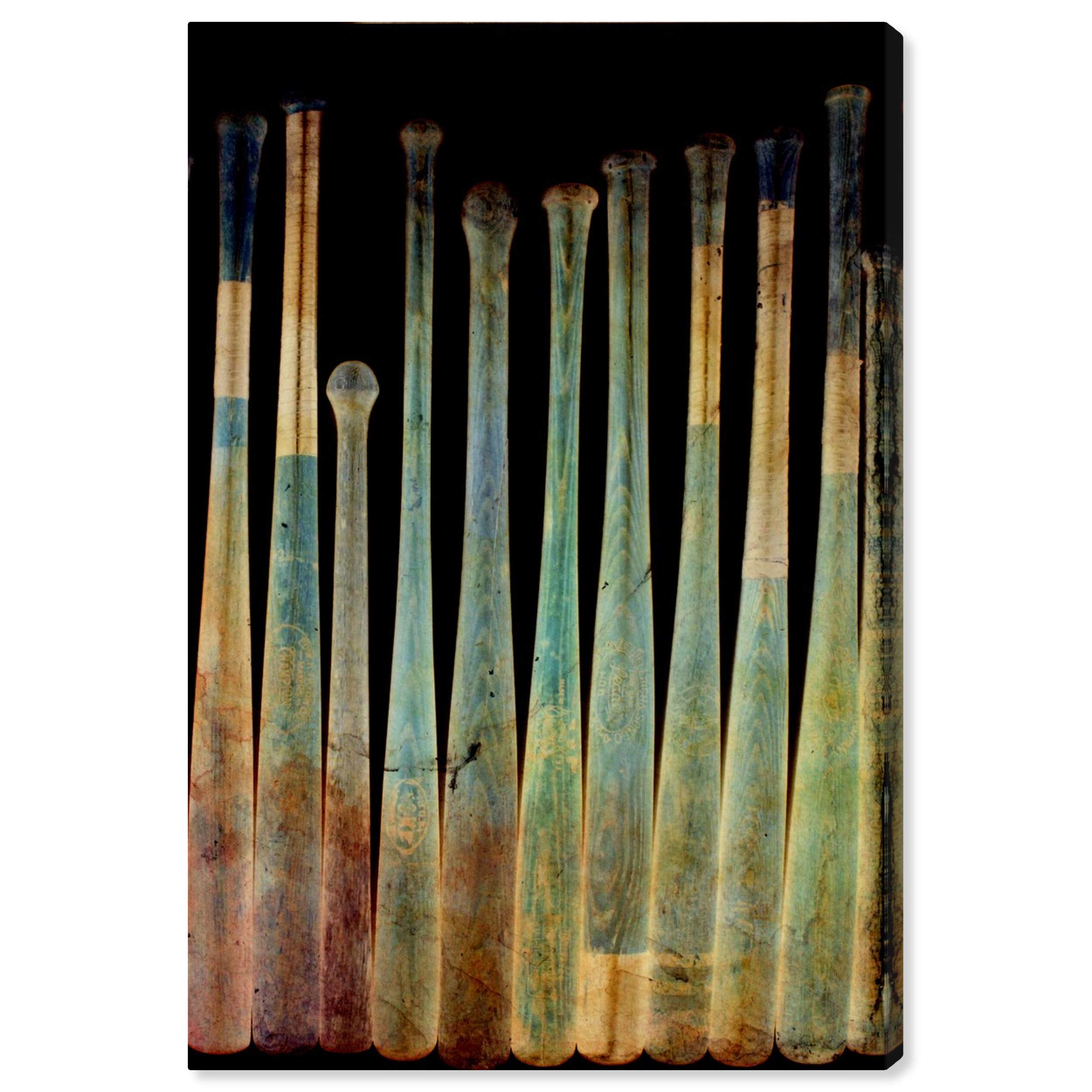 Oliver Gal Artist Co. Baseball Bat X-Ray Sports Wall Art Canvas Print - 24x36 Inches, Green & Black - Perfect for Boys Room Decor, Sports Themed Bedroom, Game Room & Man Cave