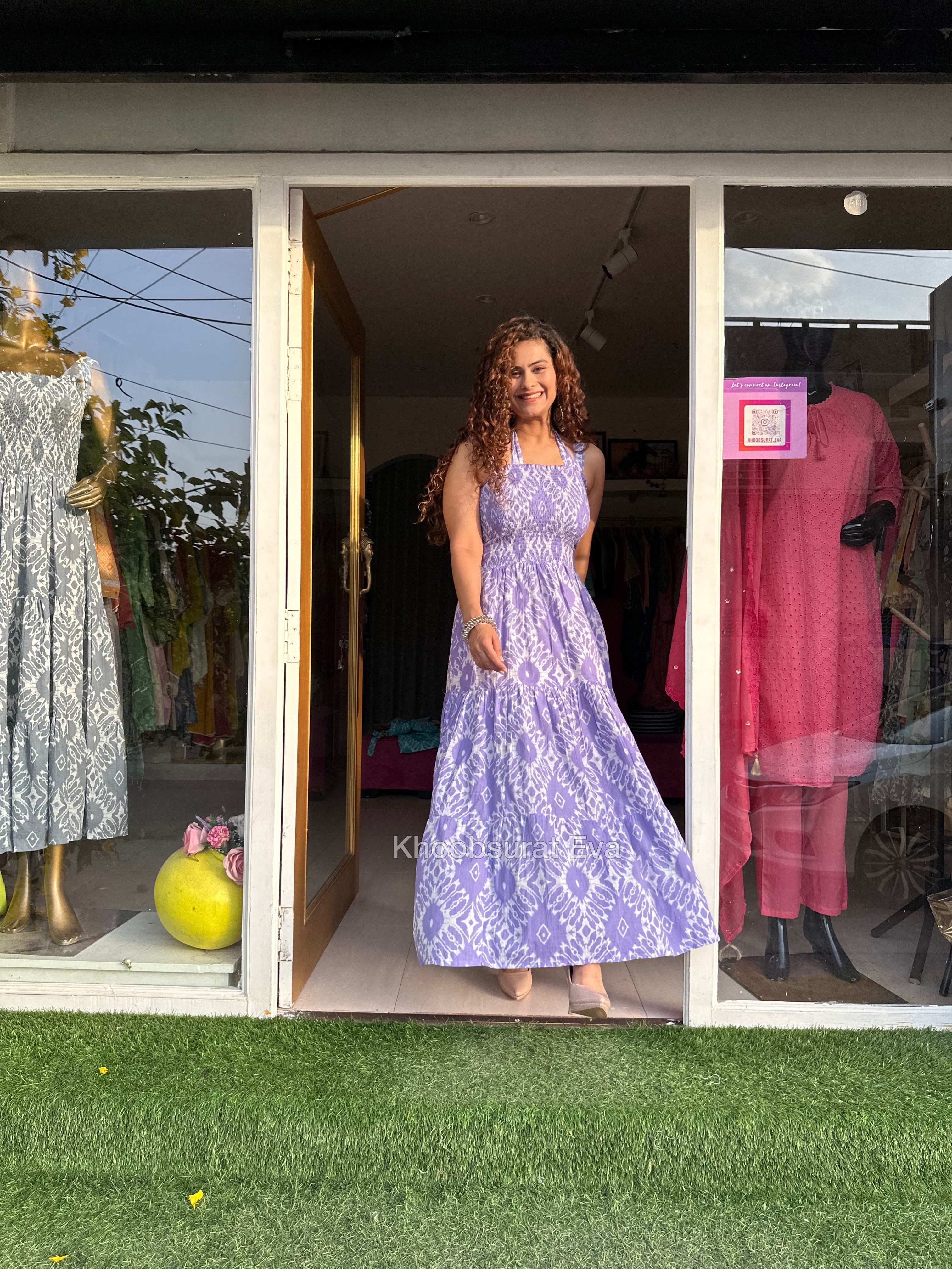 Elegant Purple Cotton Tiered Maxi Dress for Women - Boho Summer Beach Dress for Vacation, Party & Casual Wear