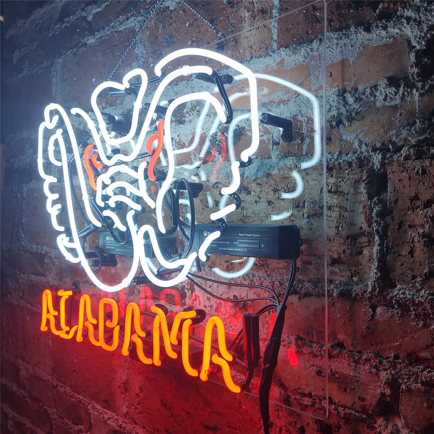 Custom ALABAMA Neon Light Sign - Real Glass Bar Signs for Home, Bedroom & Beer Bar Decor - Wall Hanging Neon Lights for Halloween & Christmas - Perfect for Parties, Gifts & Wall Art
