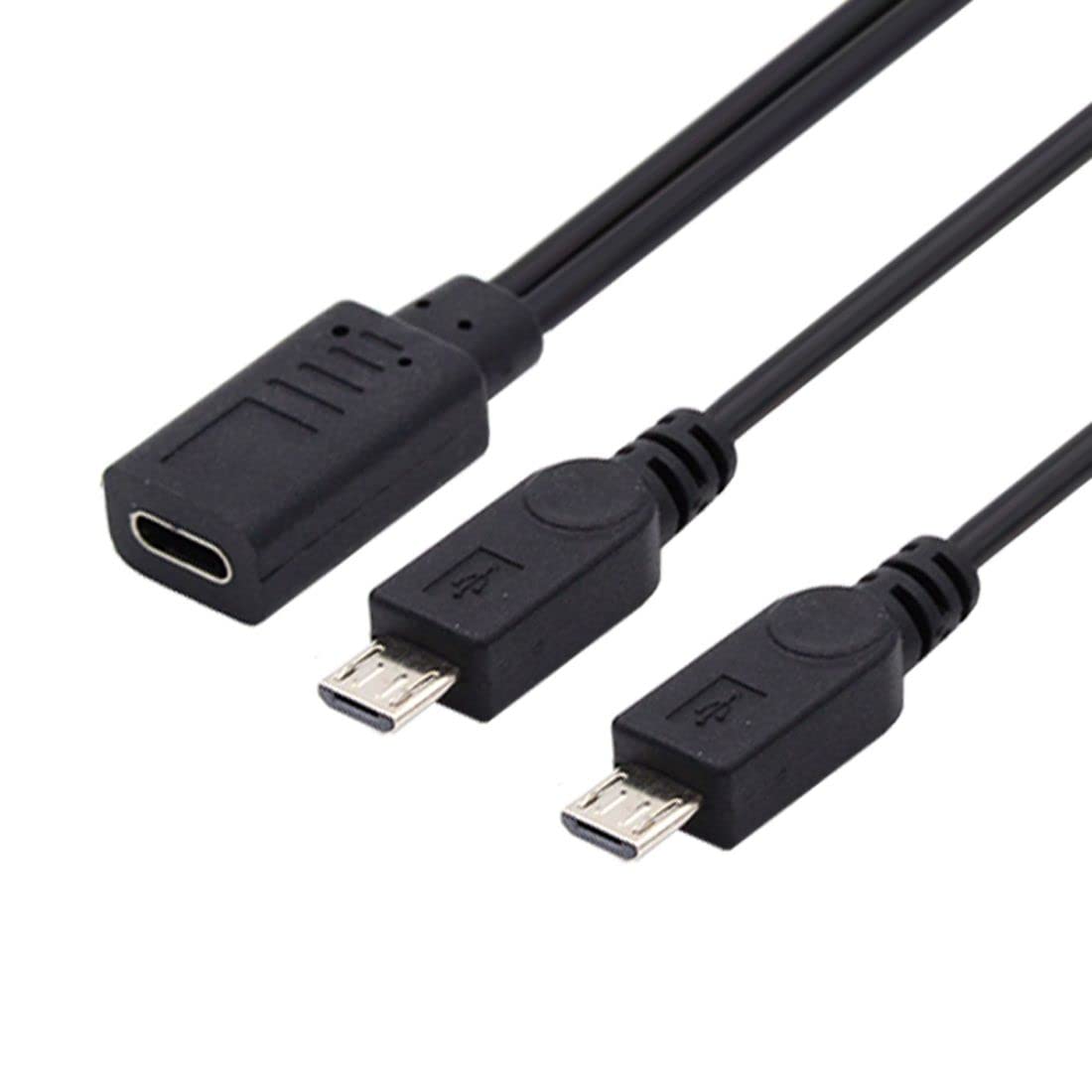 Chenyang USB C Splitter 1 to 2 Micro USB Charging Cable - 0.98FT/0.3M Dual Port Fast Charger for Phone & Tablet - Perfect for Travel, Office & Home Use
