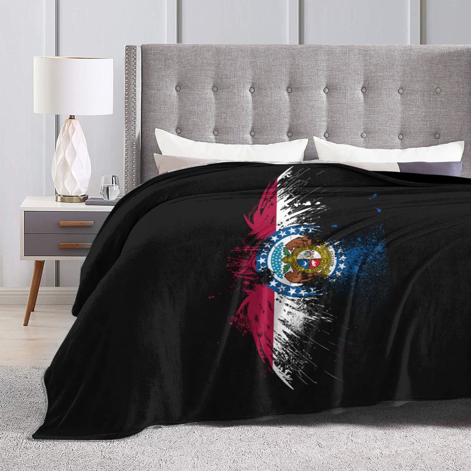HUFURI Eagle Missouri Flag Flannel Fleece Throw Blanket 60