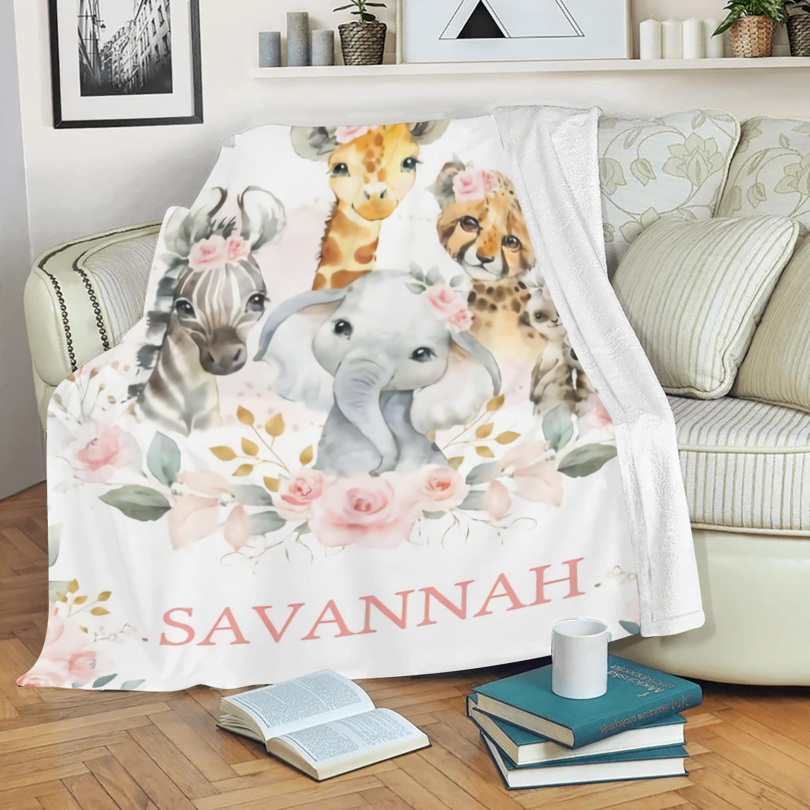 Personalized Baby Blanket with Name - Custom Elephant Blanket for Boys & Girls | Super Soft Newborn Blanket | Neutral Nursery Decor | Perfect Baby Shower Gift & Cozy Nursery Essential